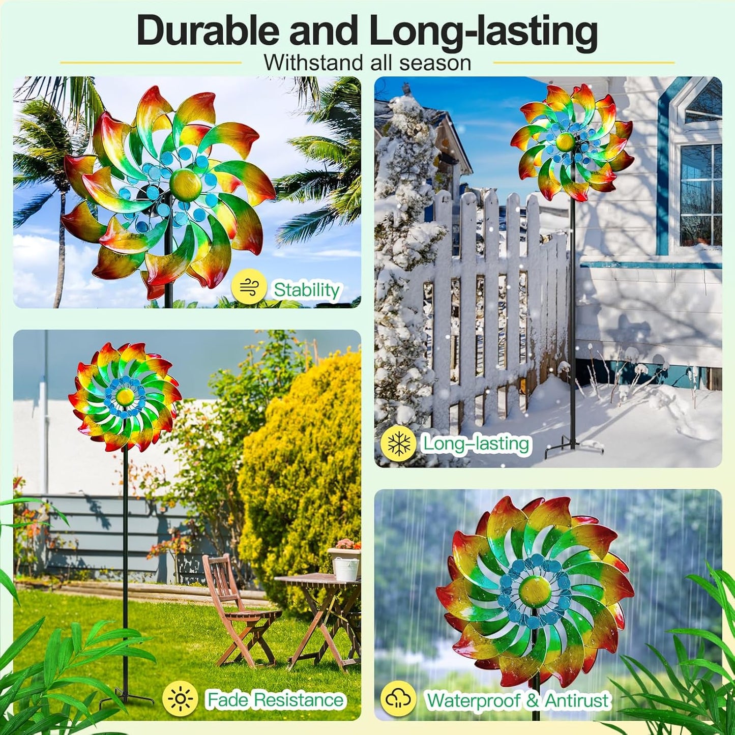 Wind Spinner - Metal Large Wind Spinners Outdoor - Windmill for Yard and Garden, Gift for Family, Friends, Garden Lovers(74'' x 22'')