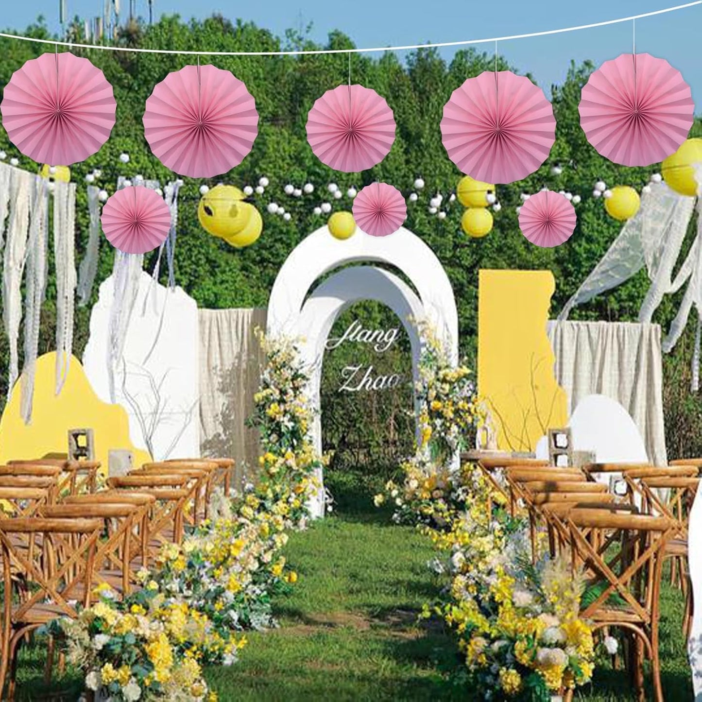 Pink Party Decorations,Pink Paper Decorations for Party,Baby Shower Decorations Party Paper Fans Bulk 12in,Schoolgirl Style Classroom Decor for Party 30 Color DIY Set （Pink）