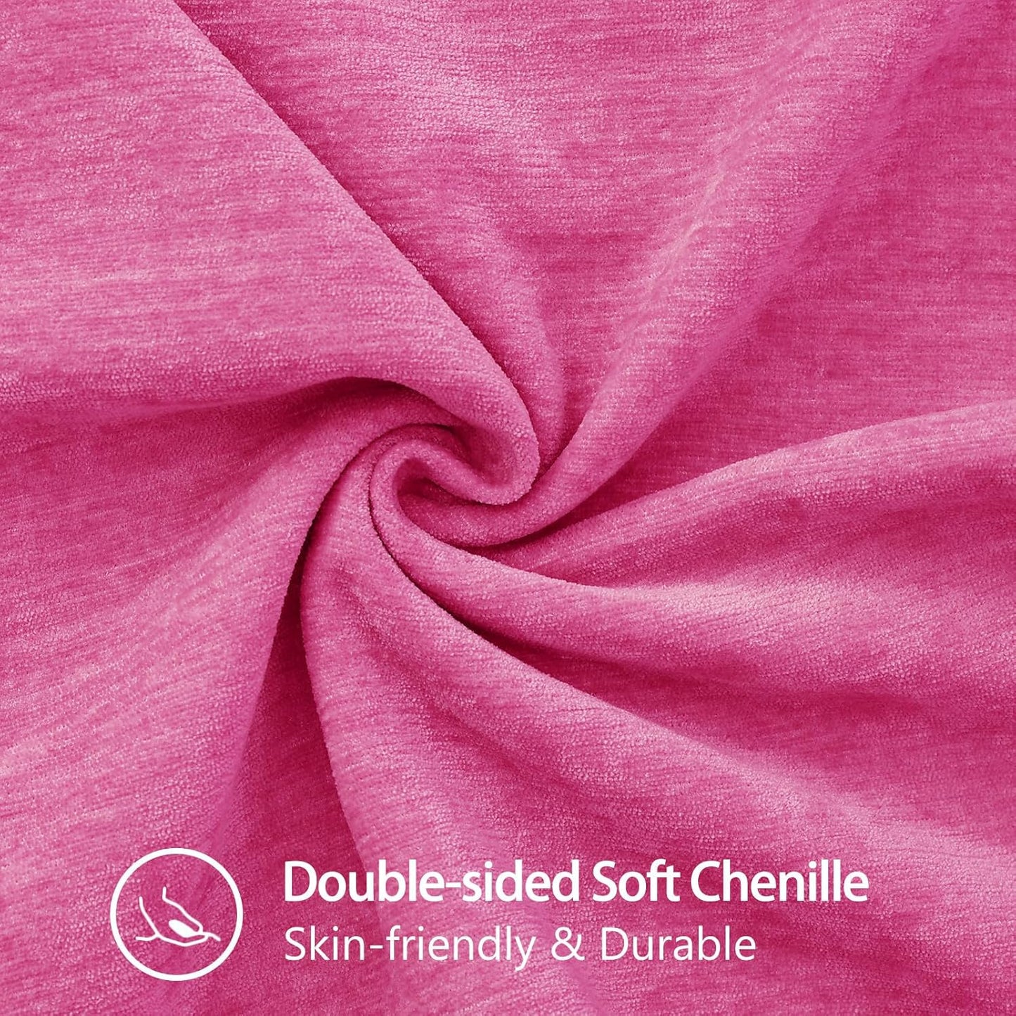 decorUhome Chenille Soft Throw Pillow Covers 20x20 Set of 2, Farmhouse Velvet Neutral Decorative Euro Pillow Covers with Stitched Edge for Couch Sofa Bed Home Decor, Hot Pink