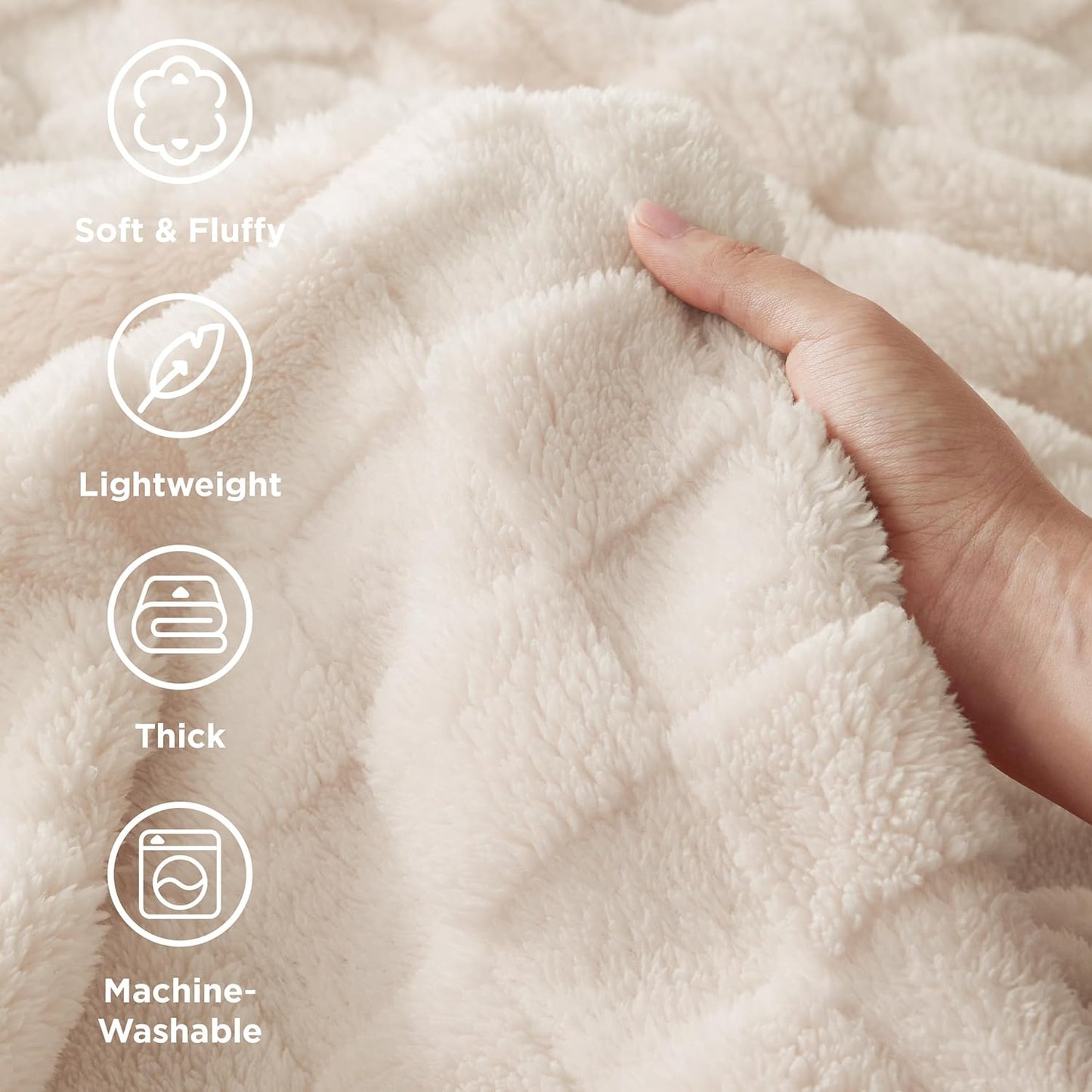 Bedsure GentleSoft Blankets Queen Size for Bed - Super Soft Cozy Blanket for Women Men Girls, Large Fuzzy Fleece Throw for Bedroom Decor, Light Beige, 90x90 Inches