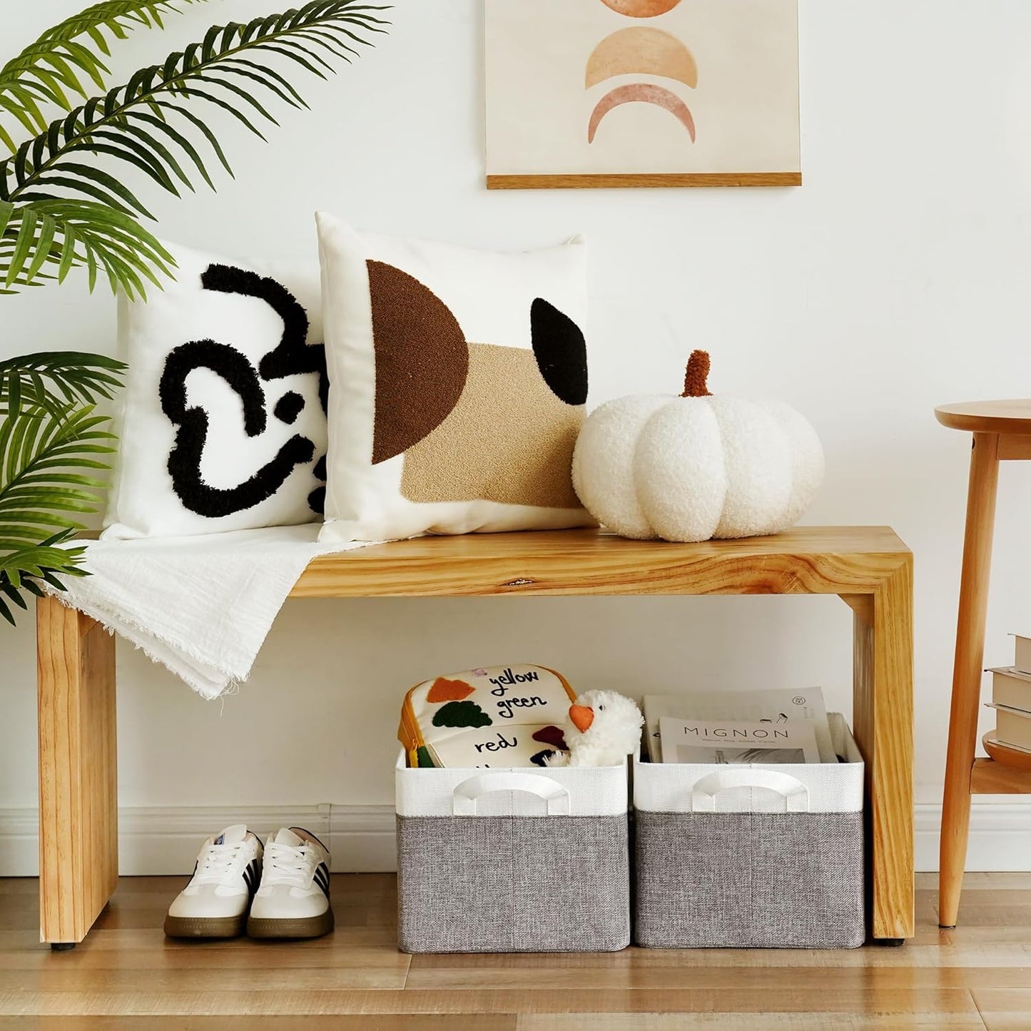 GRANNY SAYS Storage Baskets for Shelves, Closet Organizer Bins, Clothes Storage Bins with Metal Frame, Large Baskets for Organizing and Storage, Collapsible, Gray&White, 2-Pack