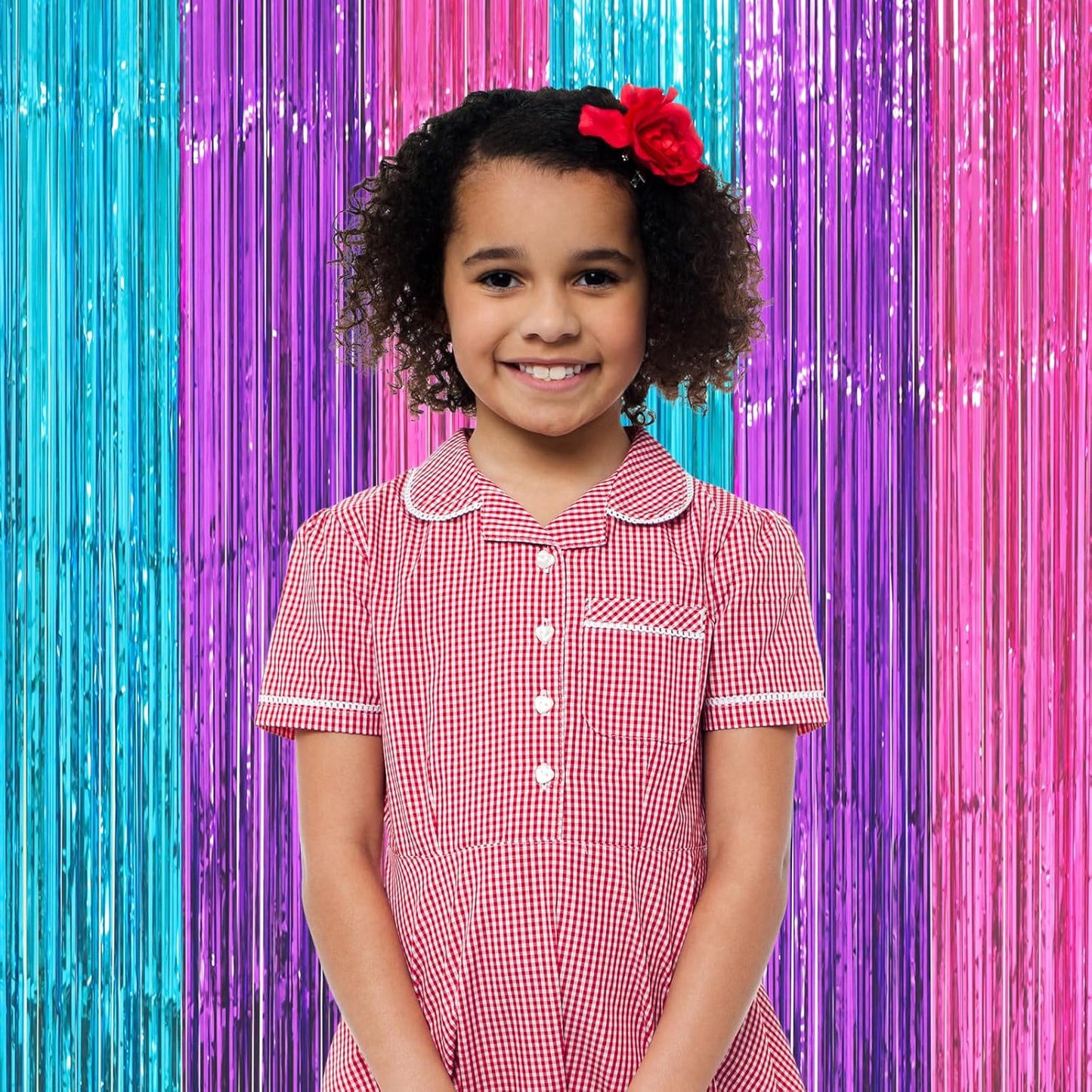 3 Pack 3.3 x 8.2 ft Blue Purple Pink Foil Fringe Backdrop Curtains, Tinsel Streamers Party Decorations, Fringe Backdrop, Door Shimmer for Mermaid or Birthday Party