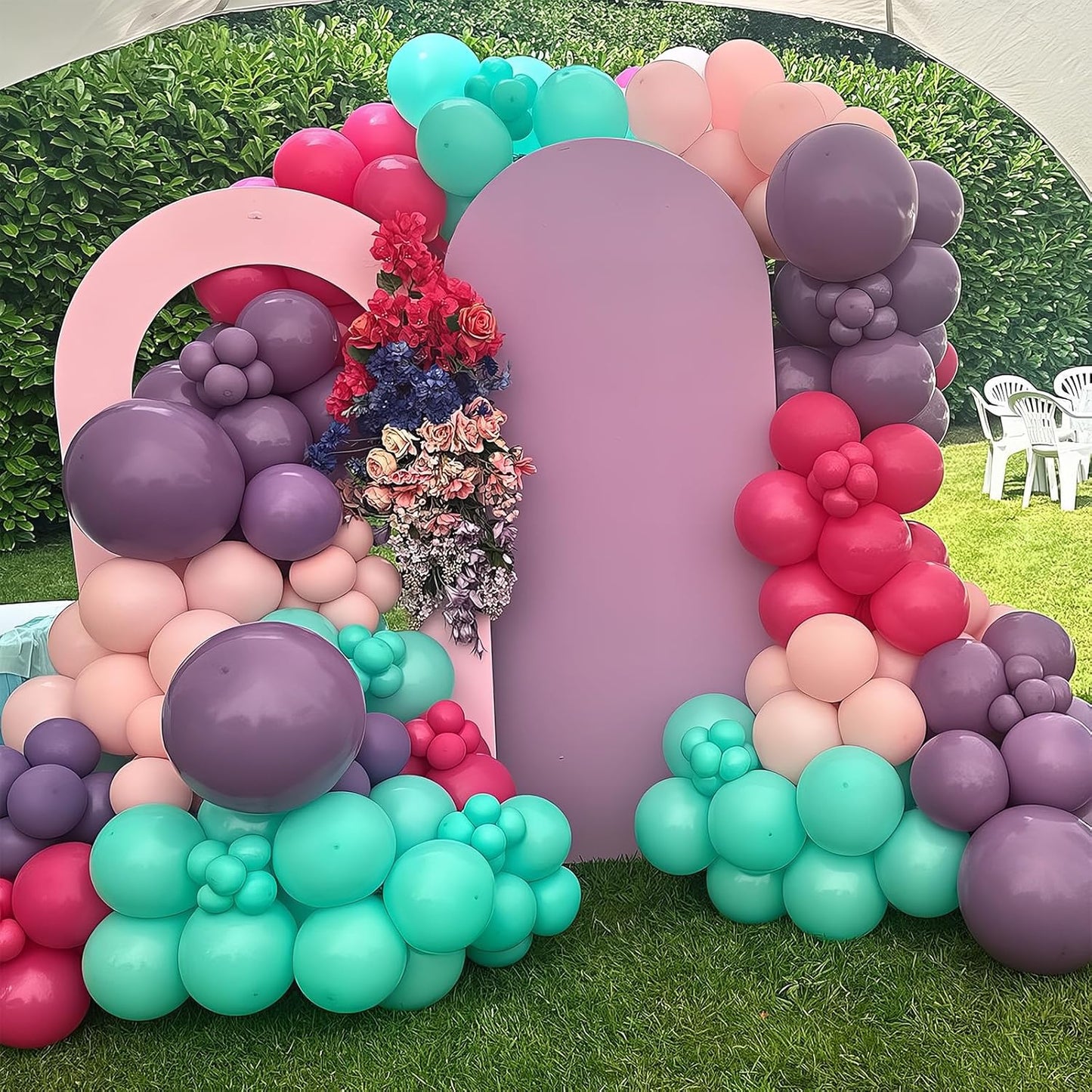 Pink Purple Blue Balloons 60 Pcs Hot Pink Light Pink Teal Purple Latex Balloon Pastel Purple Teal Pink Confetti Balloons for Kids Magic Theme Mermaid Princess Birthday Baby Shower Party Decor