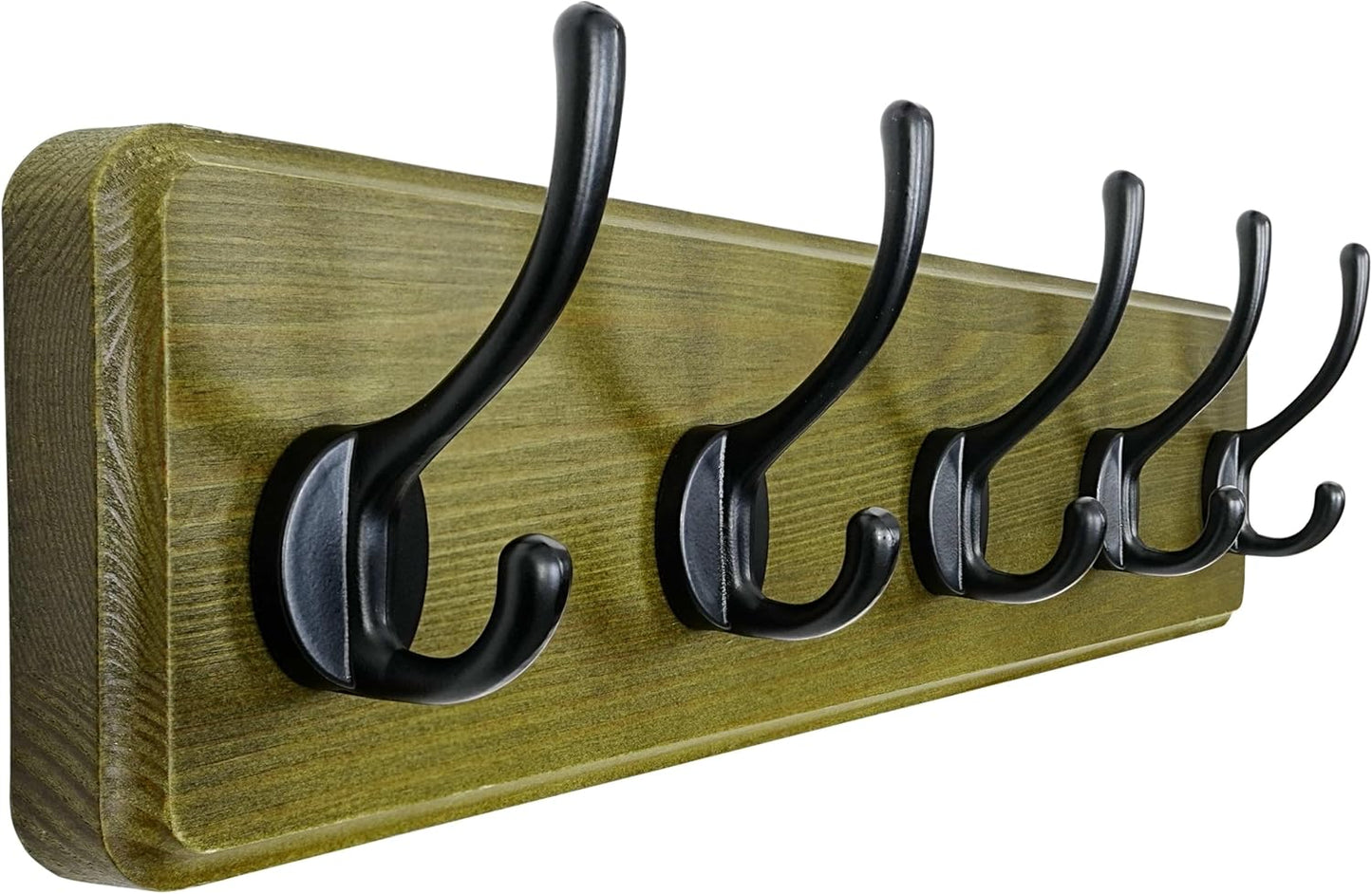 Dseap Coat Rack Wall: Patented, Heavy-Duty, 5-Double-Hooks Wooden Wall Mounted Coat Rack Coat Hanger Hook Rail for Winter Coats Hat Jacket Clothing, Weathered Green