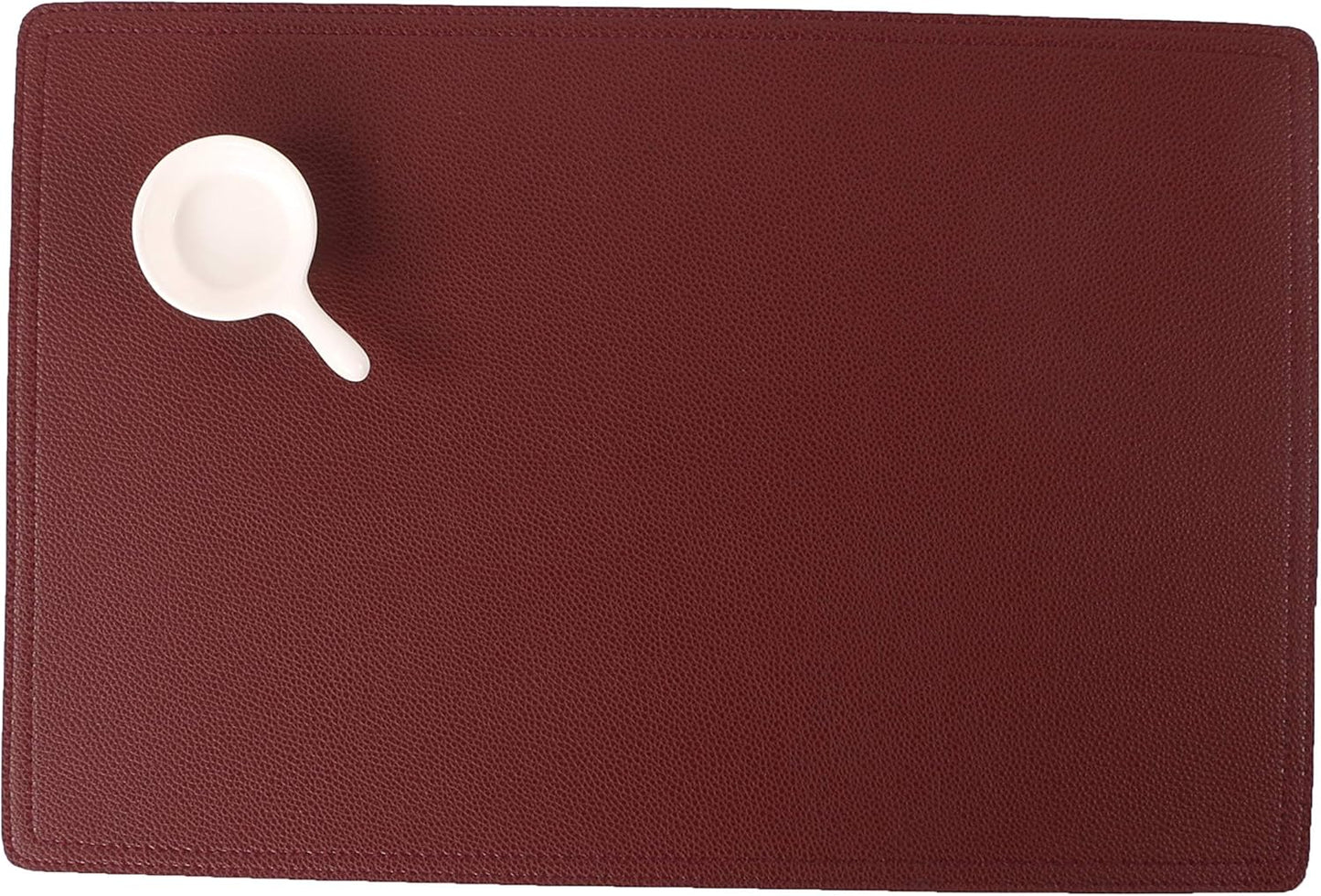 Faux Leather Red Placemats, PU Table Mats, Set of 4, Waterproof, Stain Resistant, Heat Resistant, Non-Slip Easy to Clean for Kitchen Dining Table,Conference Table