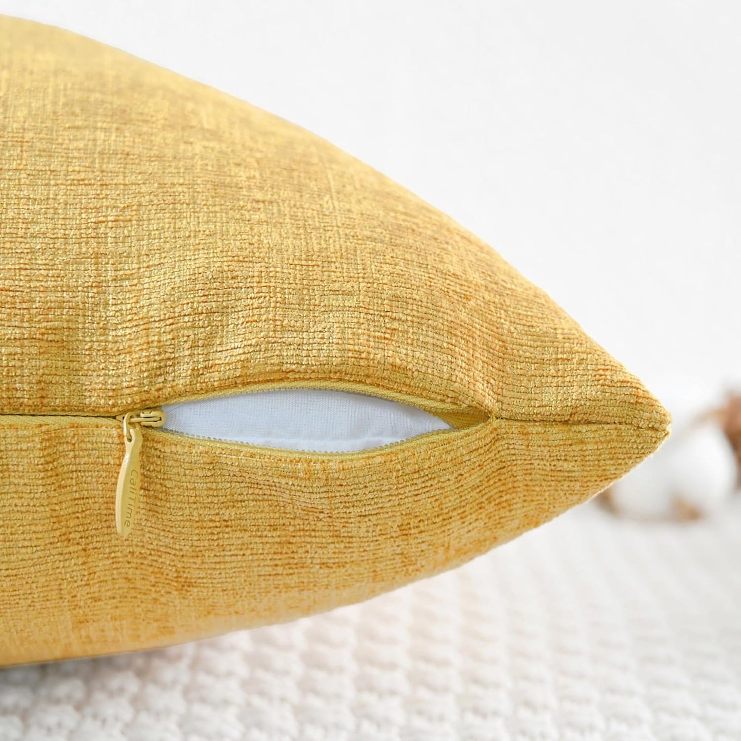 CaliTime Throw Pillow Covers Decorative 18 X 18 Inches Pack of 4 Cozy Chenille Cushion Cases for Couch Sofa Bed Living Room Home Gold