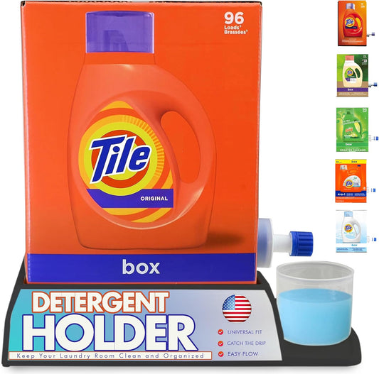 Skywin Laundry Detergent Holder For Eco Box Laundry Soap Dispenser - with Easy-to-Store Package - Less Plastic Liquid Detergent Dispenser (Black)