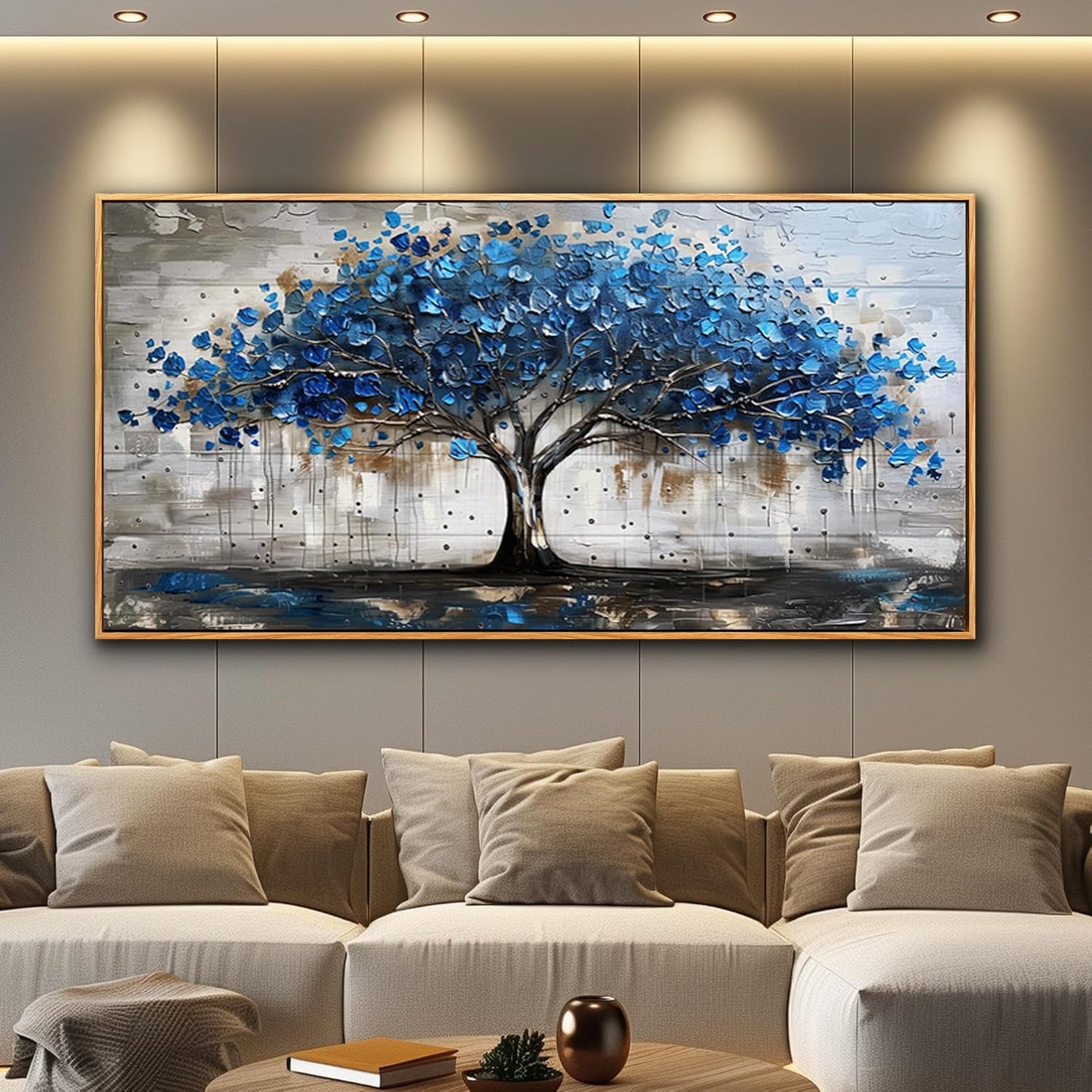 hyidecorart Canvas Wall Art For Office Abstract Wall Decoration For Living Room Bedroom Decor Tree Panoramic Landscape Painting Wood Framed Prints Textured Pictures Artwork Large Modern Hotel Decor