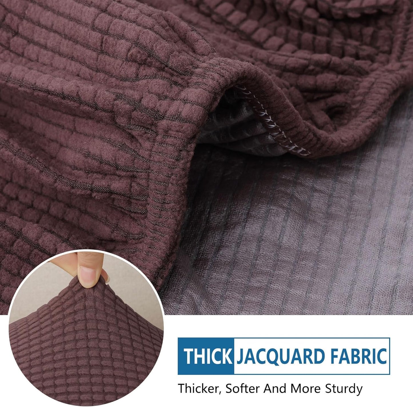 hyha Waterproof Couch Cushion Covers for Pets, Non Slip Sofa Seat Cover for Dogs Washable, Soft Thick Stretch Jacquard Fabric, Sofa Slipcovers with Elastic Bottom (3 Pieces, Chocolate)