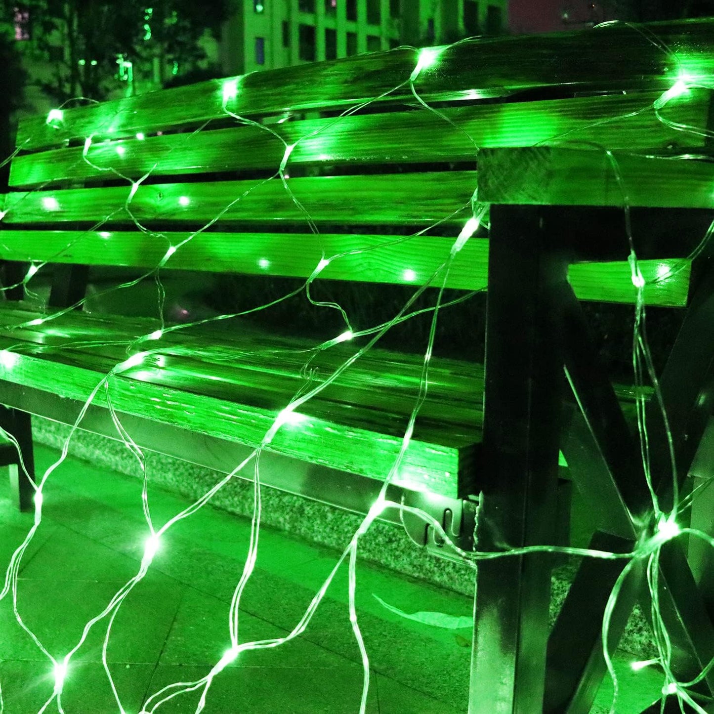 Solar Net Lights Outdoor Mesh Lights Green, Christmas Lights 19 Modes Solar Powered/USB Transparent Wire, 200 LED Fairy Lights for Fence, Garden, Yard, Bushes, Trunk, St. Patrick's Day Decor