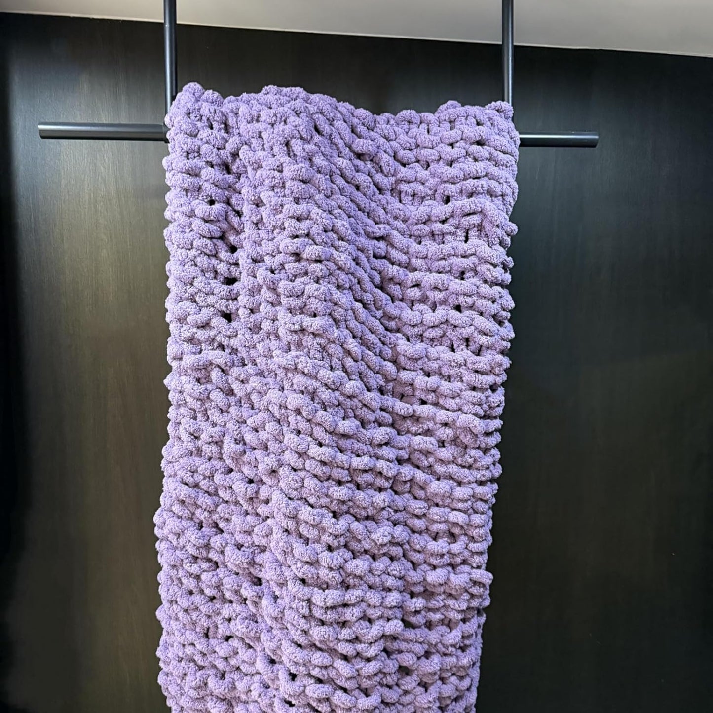 Chunky Knit Blanket Throw 40"x60", Chenille Throw Blankets, Handmade Warm & Cozy Blanket Couch Bed Home Decor, Soft Breathable Fleece Banket, Christmas for Couch Bed Sofa Best Gift (Purple)