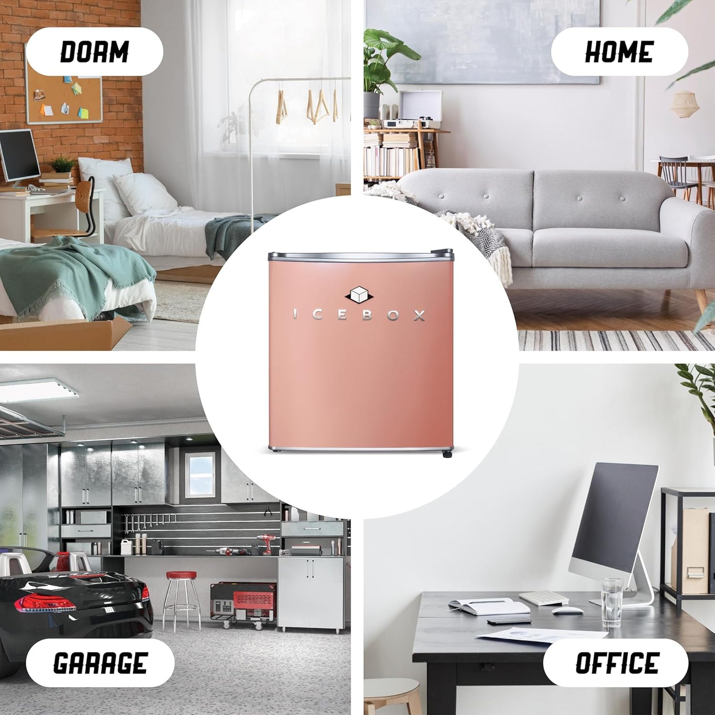 IBCR17BLS Compact, Energy Star Certified Small, Single Door Mini Fridge with Freezer Refrigerator, Standard (1.7 cu ft), Blush Red