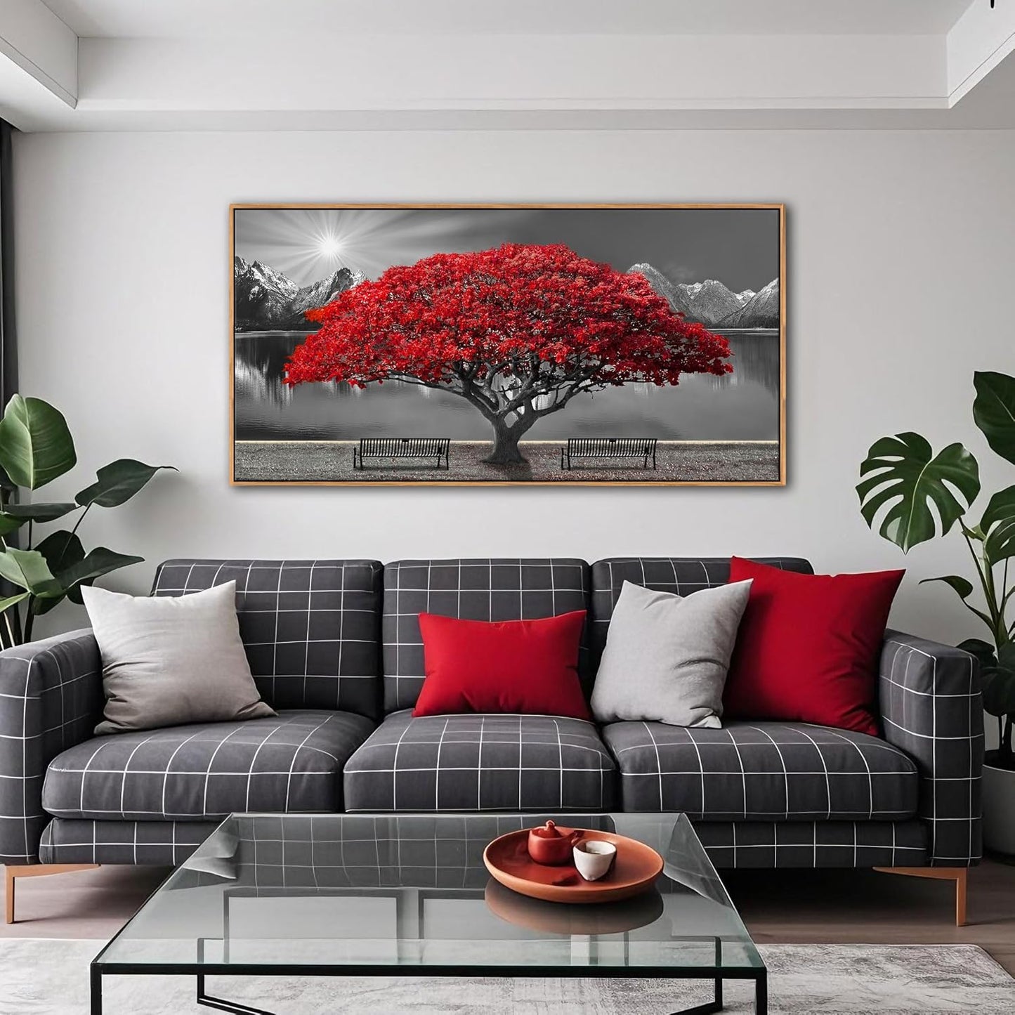 Large Framed Wall Art for Living Room Large Mangrove Landscape Modern Art for Wall Decor Living Room, Bedroom, Office, Home Wall Decor 24x48 inches(With Soild Wood Dark Framed)
