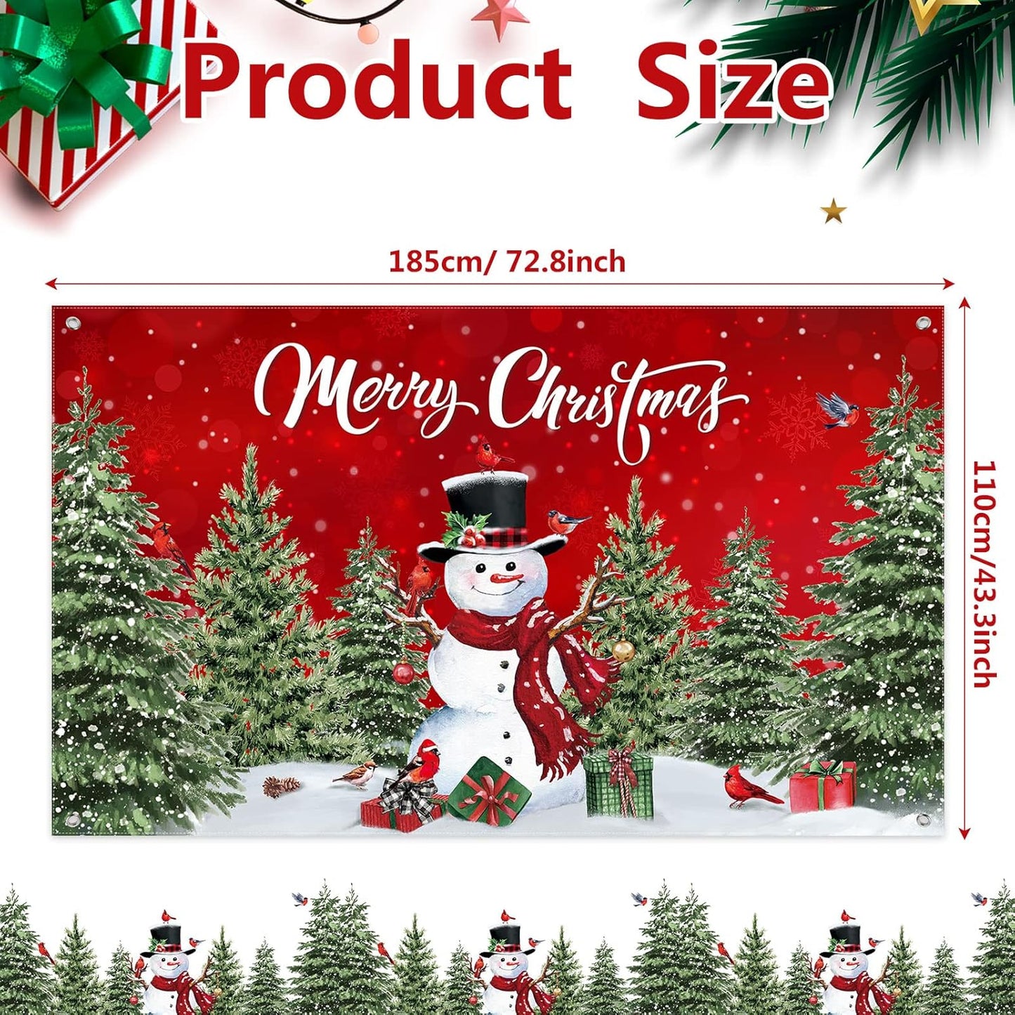 Irenare Christmas Backdrop Merry Christmas Banner Party Decoration Xmas Photography Background Photo Props for Winter Holiday New Year Eve Family Party Decoration Supplies(Snowman)