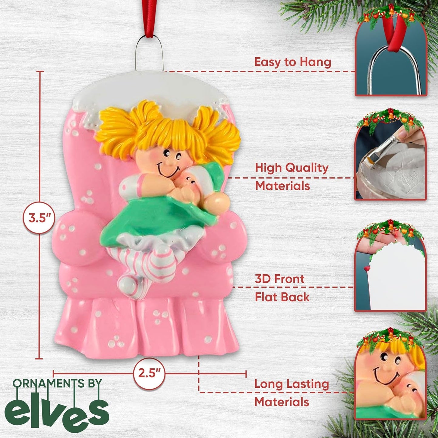 Personalized Sibling Christmas Ornaments 2024 - Sister Ornaments My First Christmas as a Big Sister Ornament New Big Sister Family Ornaments Children