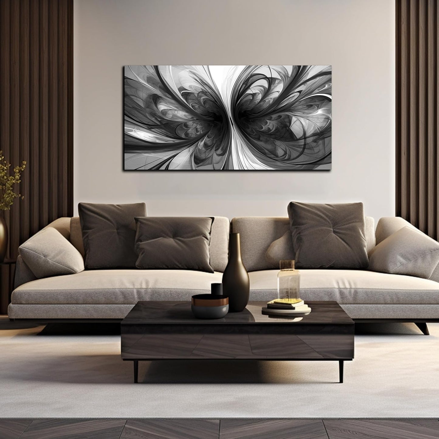 Abstract Wall Art for Living Room Black and White Pictures Wall Art Bedroom,Home Office Wall Decor 20 x 40 Inch