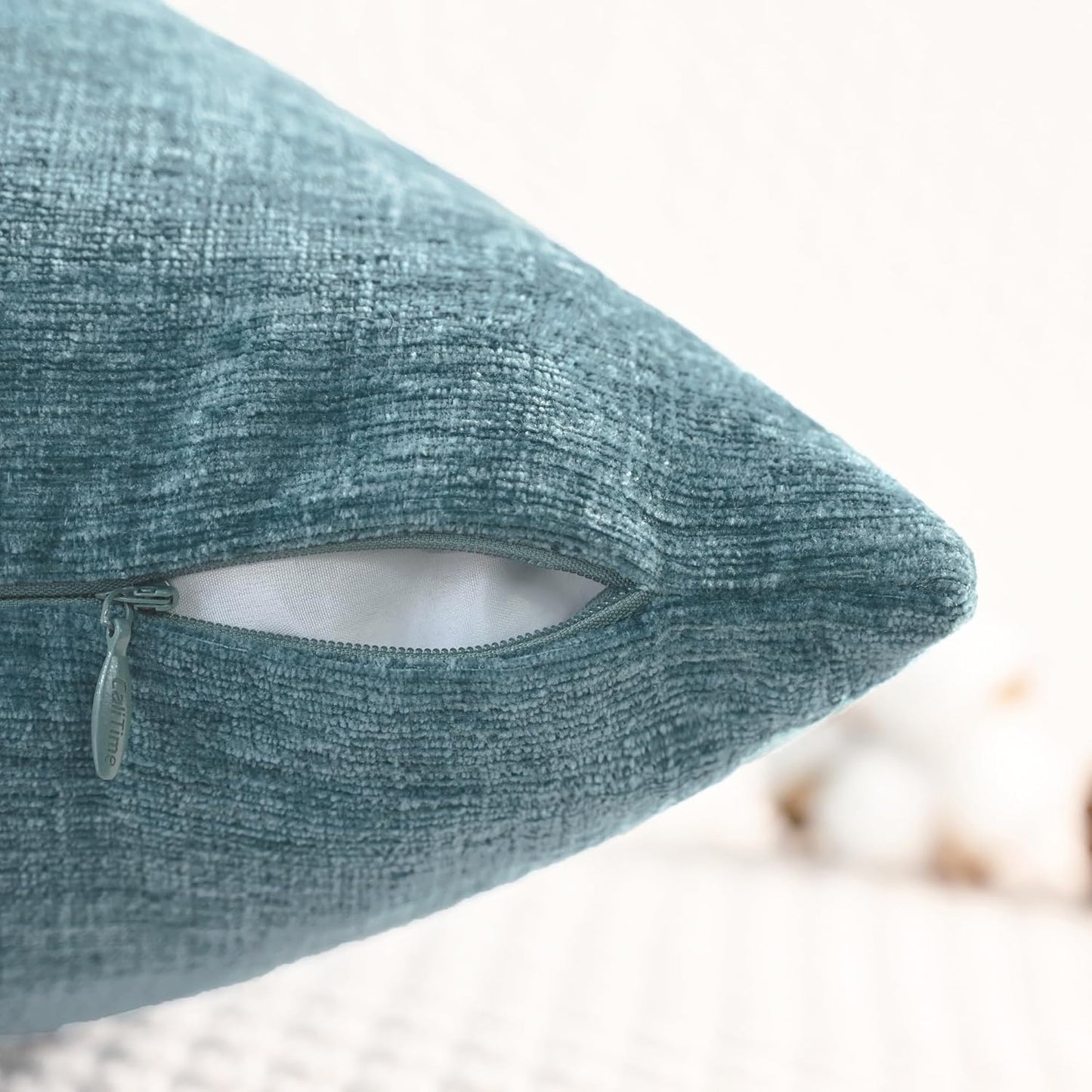 CaliTime Throw Pillow Covers Decorative 26 X 26 Inches Pack of 2 Cozy Chenille Cushion Cases for Couch Sofa Bed Living Room Home Smoke Blue