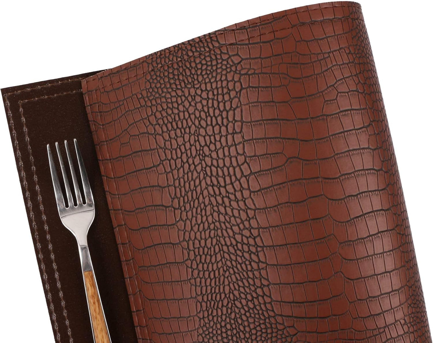 Faux Leather Placemats, PU Table Mats, Waterproof, Stain Resistant, Heat Resistant, Non-Slip Easy to Clean for Kitchen Dining Table, Conference Table, Brown