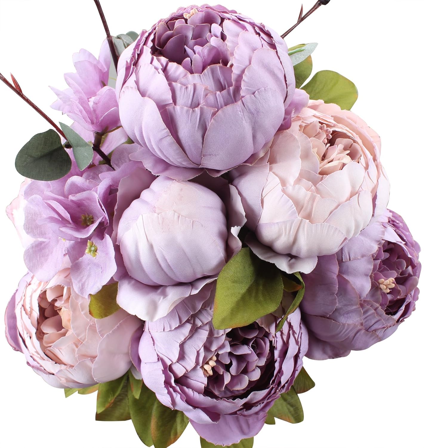 Duovlo Fake Flowers Vintage Artificial Peony Silk Flowers Wedding Home Decoration,Pack of 1 (New Purple)