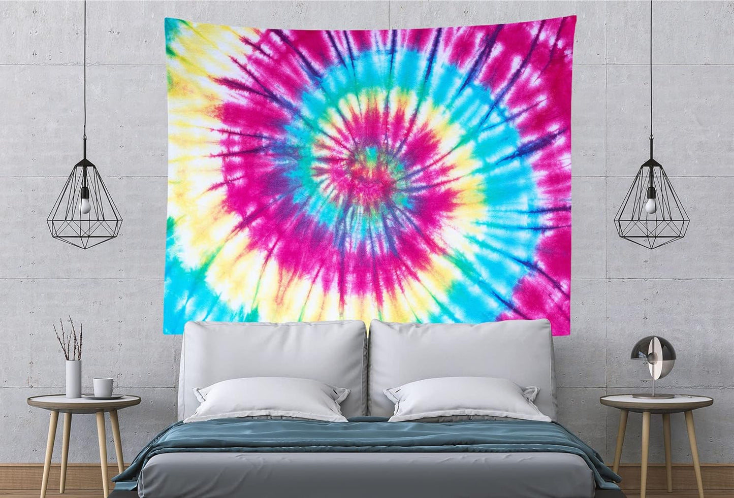 BELECO Tie Dye Tapestry Wall Hanging Fabric 92x70 Inch Colorful Spiral Tie Dye Tapestry Hippi 60s Themed Party Decorations Rainbow Tapestry Art Wall Decor for Bedroom Aesthetic Living Room Dorm