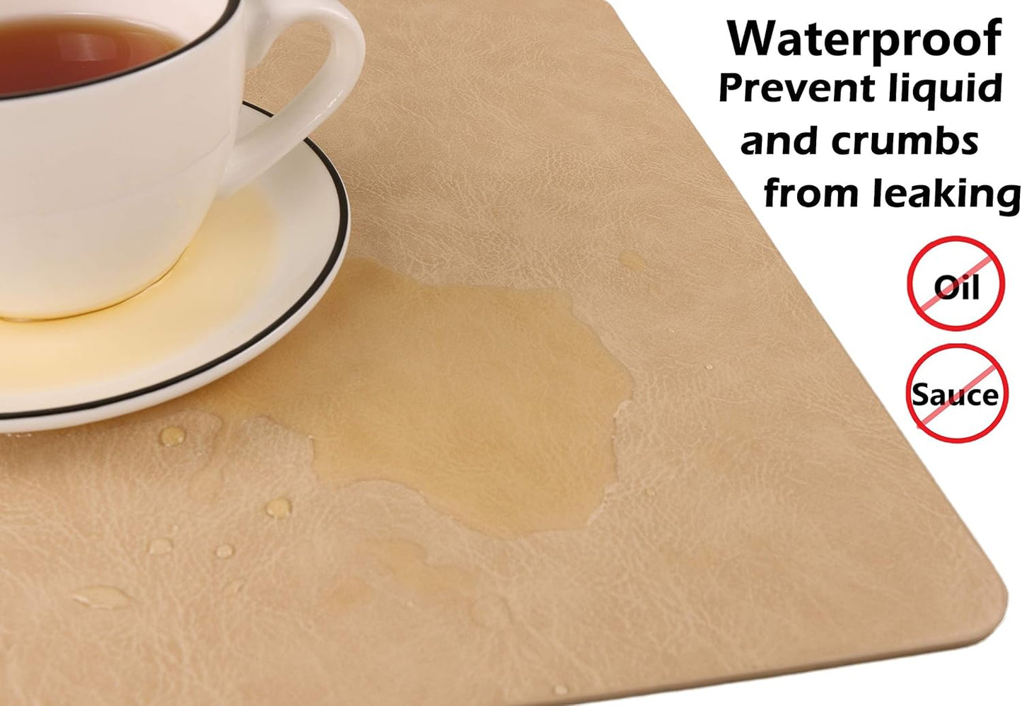 Faux Leather Placemats, Set of 6 PU Table Mats, Easy to Clean, Heat & Stain Resistant for Office Conference Table,Dining Home Decor