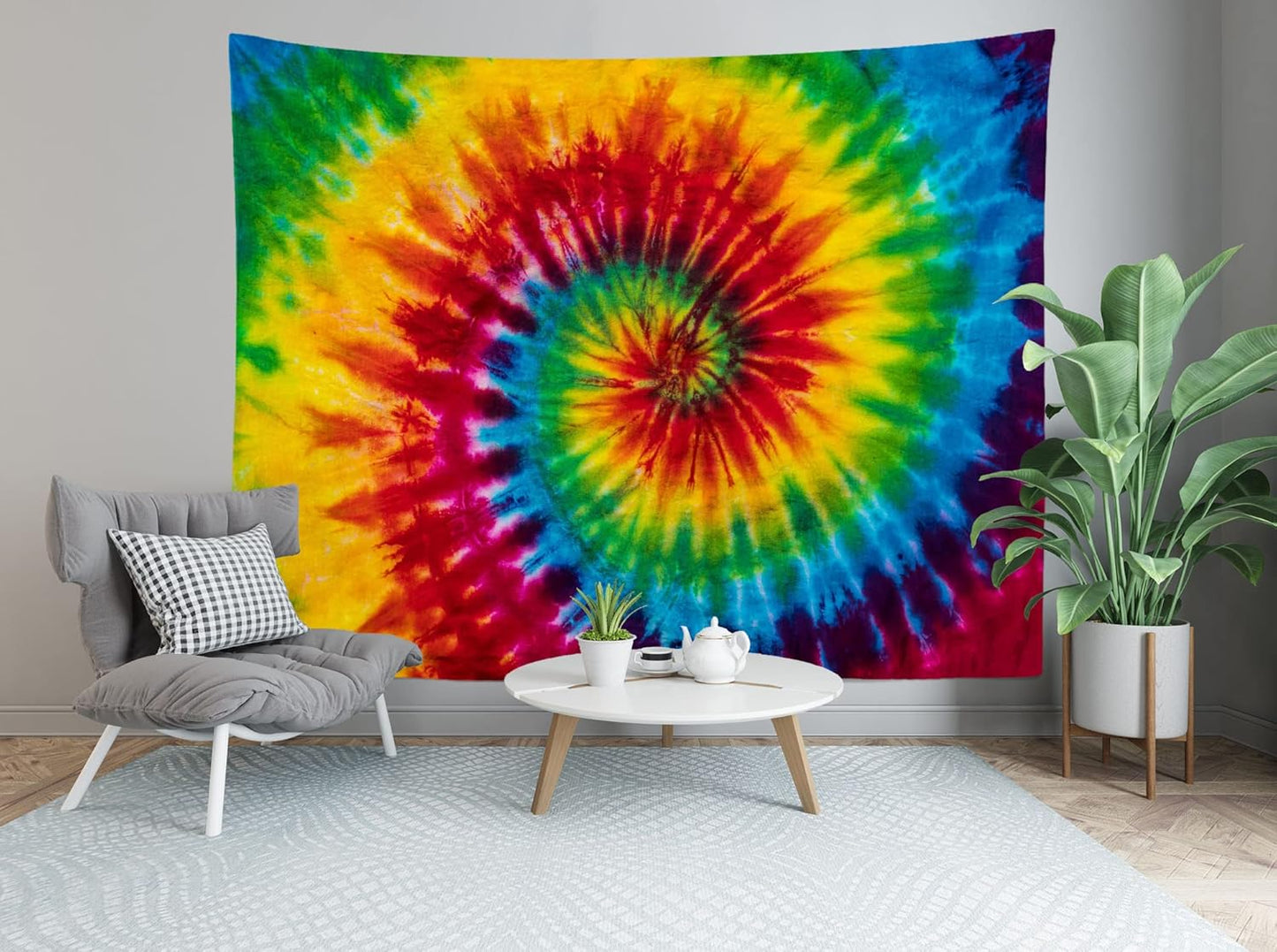 Loccor Tie Dye Tapestry Fabric Colorful Rainbow Spiral Tie Dye Hippie Theme Wall Hanging Decor LGBT Gay Pride Banner Birthday Party Decorations Home Bedroom Decor 60''x40''