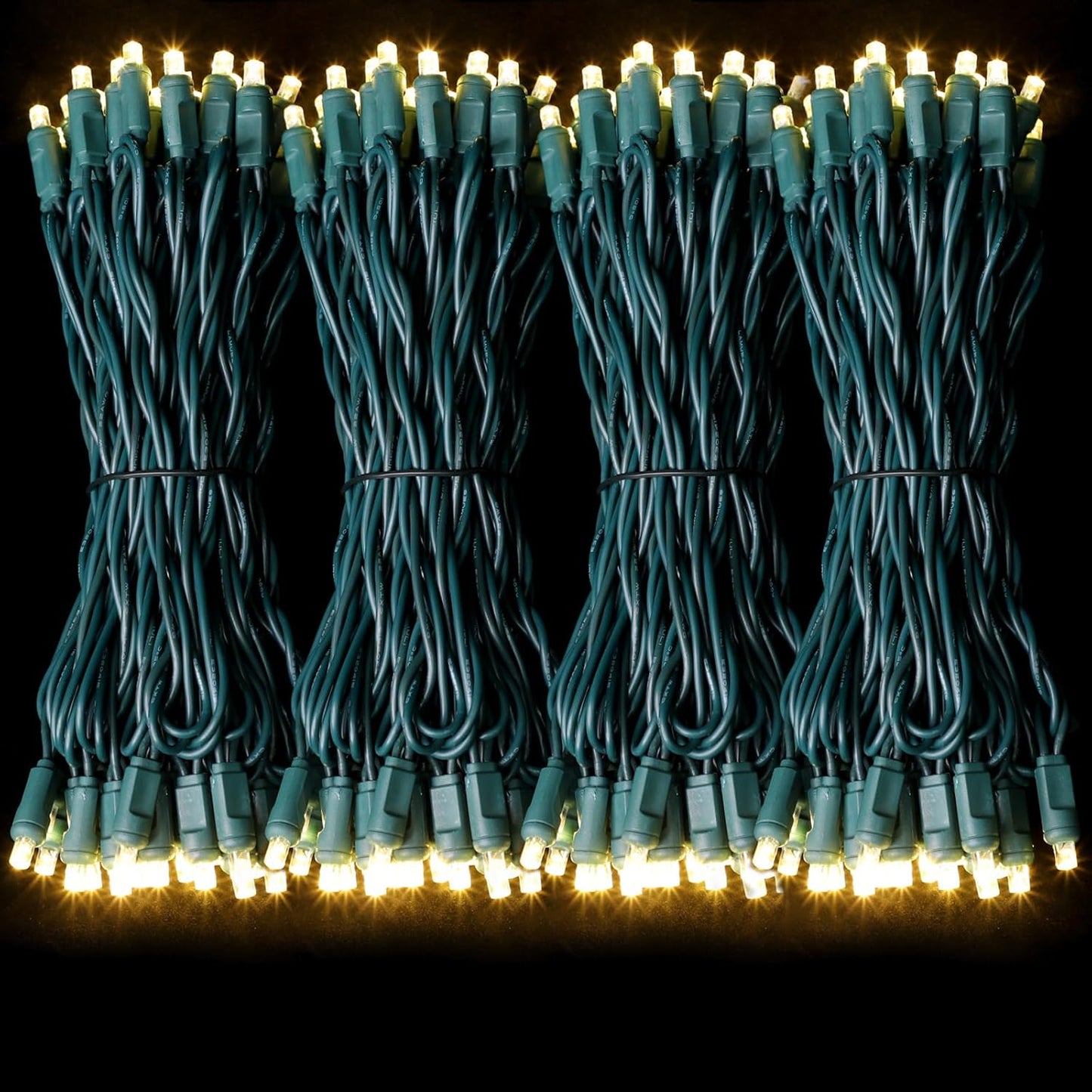 1200LED (24pk of 50L) String Lights,Twinkle, LED Christmas Lights, 6" SPACING,Green Wire,Warm White