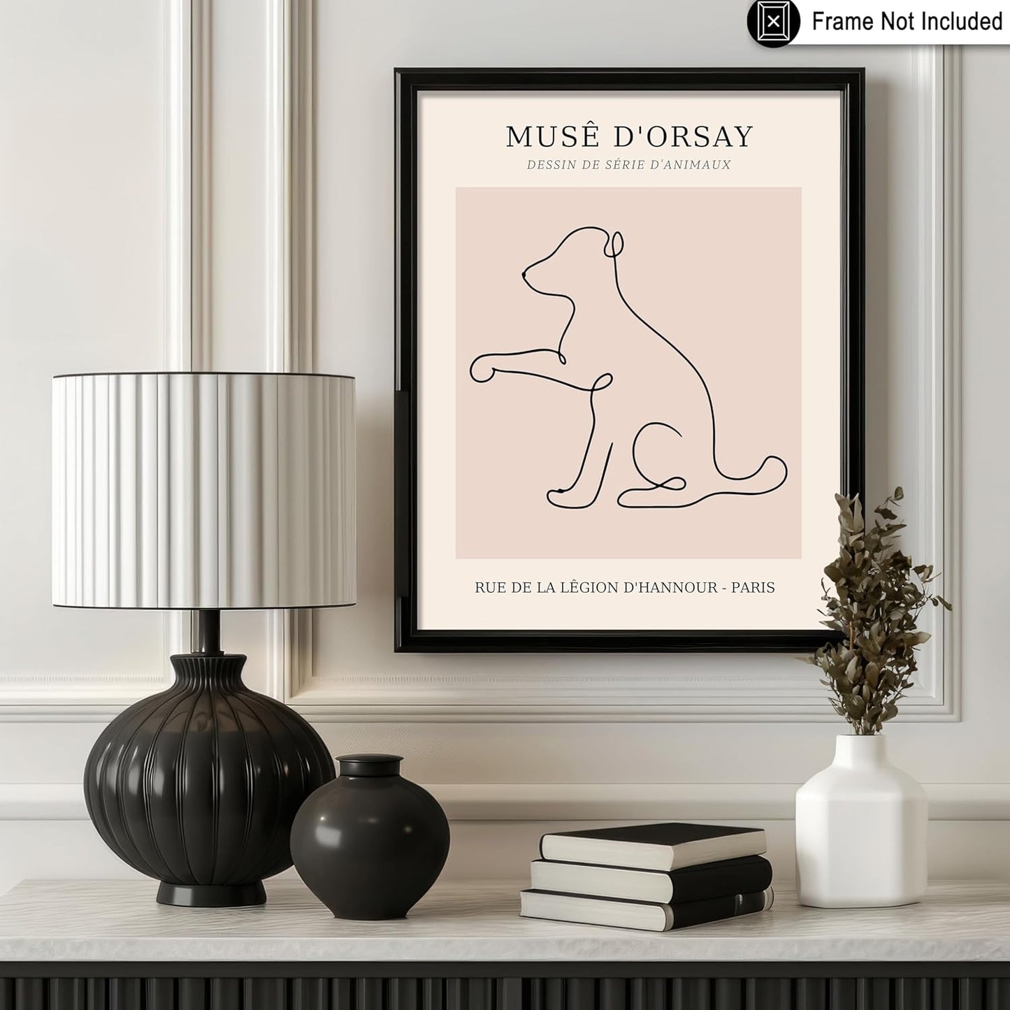 Poster Master Vintage Poster - Retro One Line Dog Drawing Print - Dog Art - Minimal Gift for Men, Women, Animal Lover - Abstract Wall Decor for Home, Office, Bedroom - 16x20 UNFRAMED Wall Art