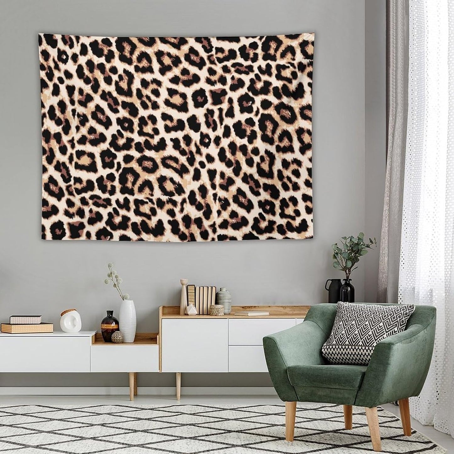 HZOHNAGO Leopard Print Tapestry Rustic Brown Leopard Wild Animal Printed Wall Tapestry Painting Wall Hanging for Bedroom Living Room Dorm 80" W x 60" H
