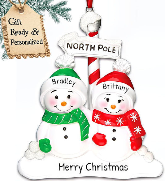 Personalized Our First Christmas Ornament 2025 | Custom Smiling Snowman Couple Ornaments Together Couples Ornament 2025 Family of 2 Unique for a Couple Ornaments Couples Unique Gifts