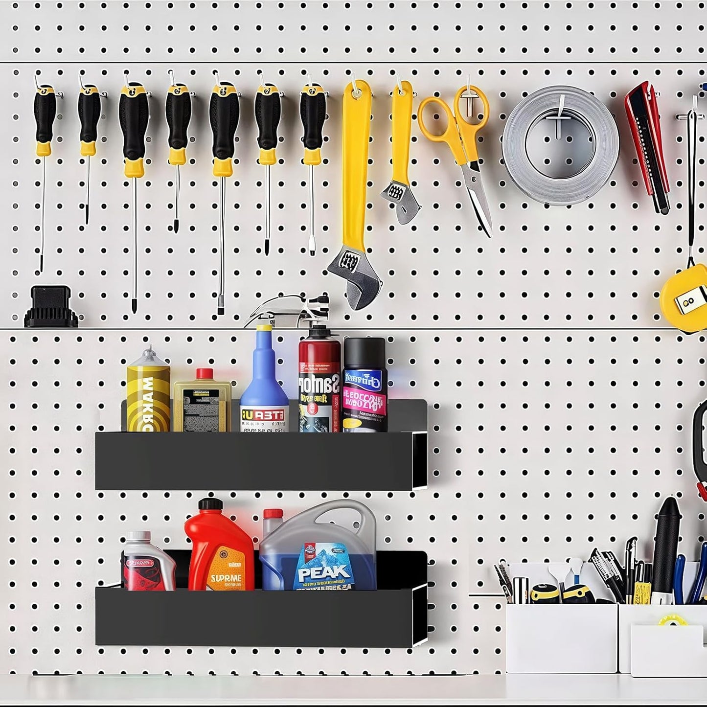 Magnetic Spice Rack Organizer for Fridge Seasoning Organizer for Kitchen storage with Screw or Adhesive Hanging,Magnetic Shelf with Hook for Refrigerator and Oven (Black, 5pack)