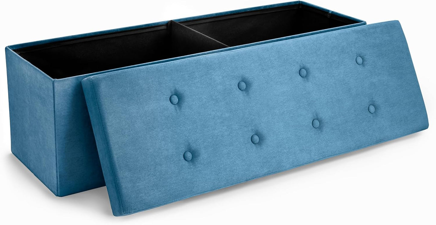 Sorbus Storage Ottoman Bench – Collapsible/Folding Bench Chest with Cover – Perfect Toy and Shoe Chest, Hope Chest, Pouffe Ottoman, Seat, Foot Rest, – Contemporary Faux Suede (Teal)