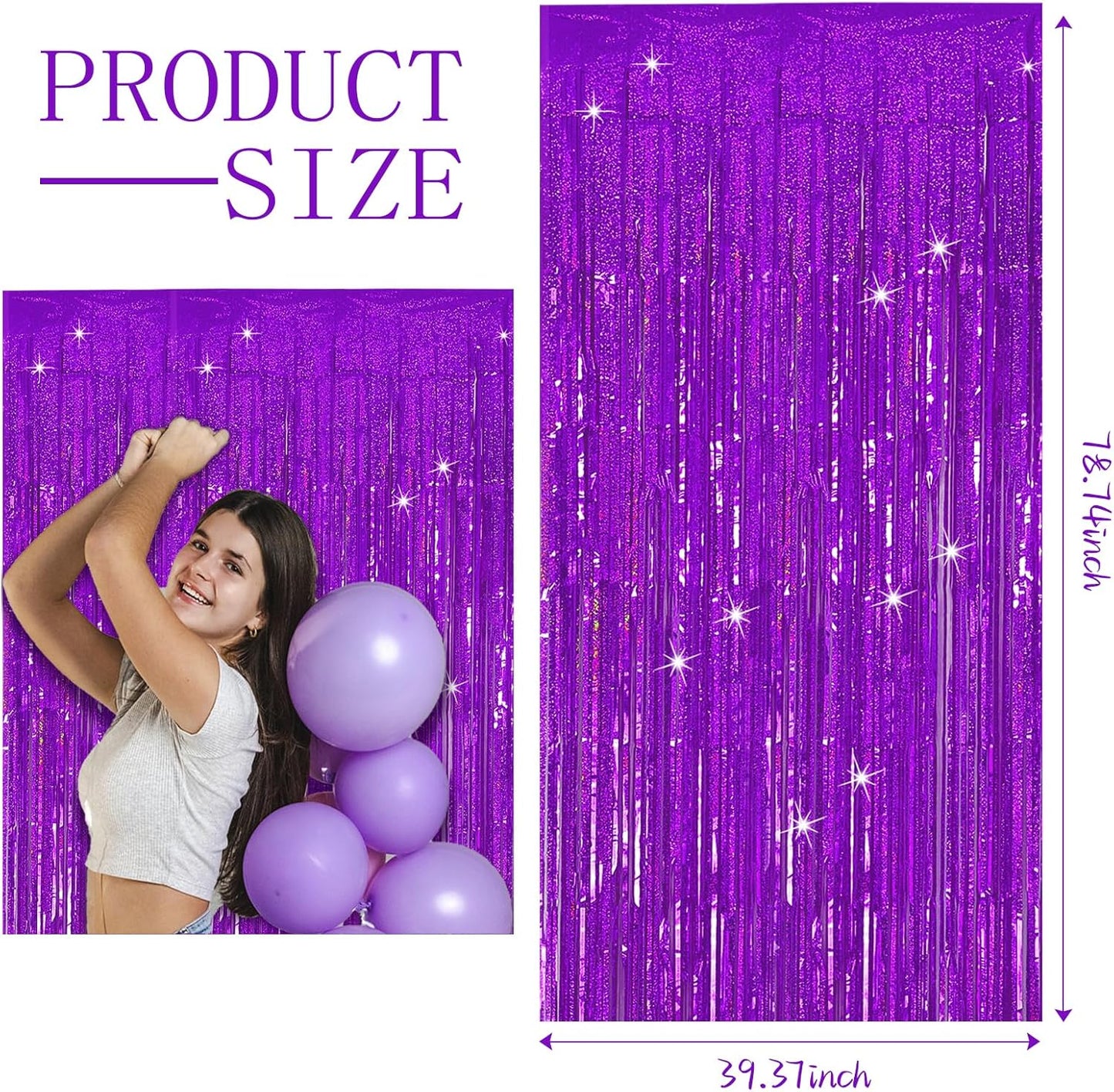 3 Pack Purple Backdrop Tinsel Streamers Foil Fringe Backdrop Halloween Party Decorations Purple Backdrop Curtain Birthday Graduation Bachelorette Christmas New Year Party Decorations