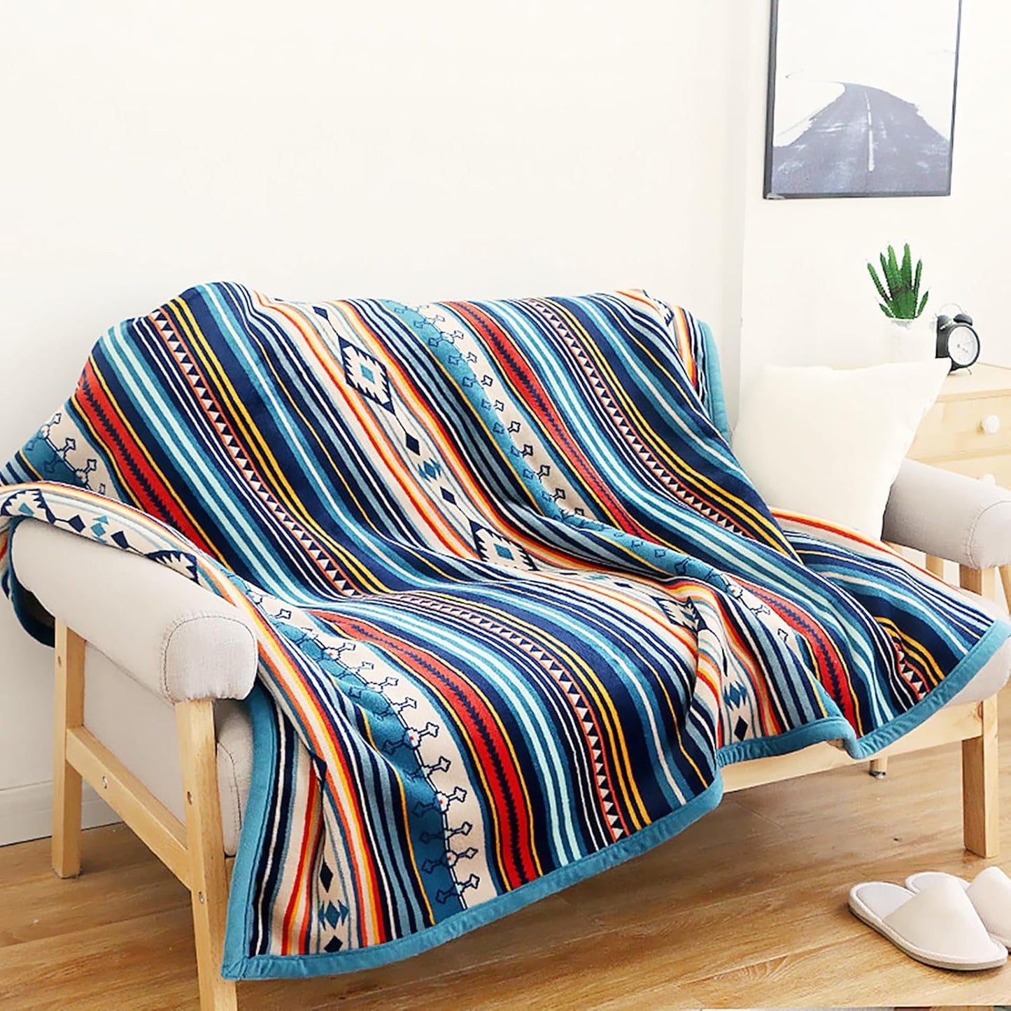 UKELER Boho Sherpa Throw Blanket Queen Size 80'' x 90'', Southwestern Aztec Throw Blanket for Bed/Couch/Sofa/Camping, Great Gift for Mother's Day, Father's Day, Thanksgiving, Christmas,New Year's Day