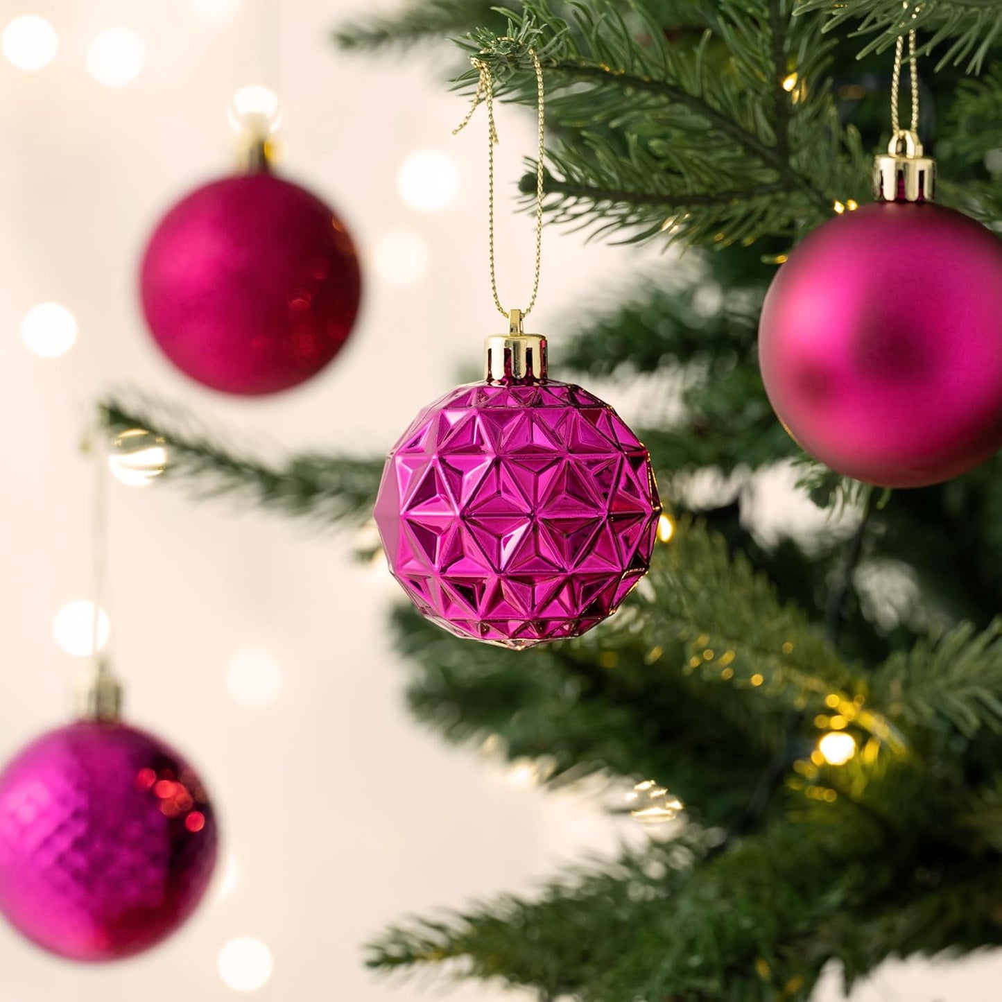 Valery Madelyn Christmas Tree Decorations Ornament Set for Fall Halloween, 50ct 2 Inches Rose Red Shatterproof Christmas Ball Ornaments Hanging Xmas Holiday Party Decor