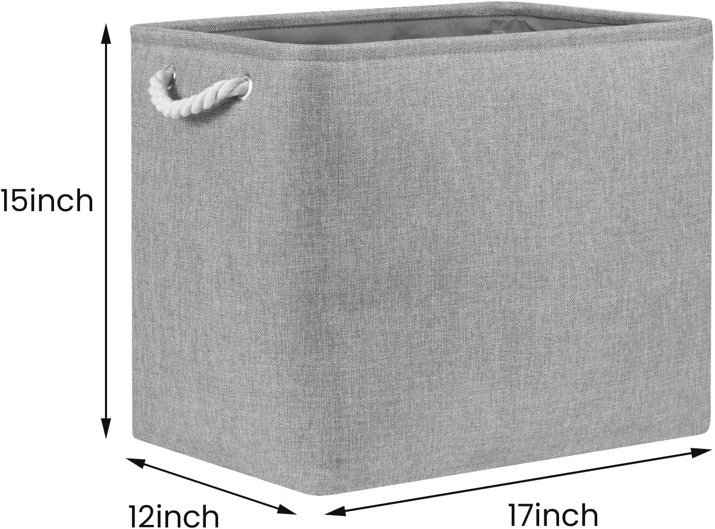 Bidtakay Collapsible Storage Bins for Clothes Large Grey Storage Baskets with Cotton Handles 17x12x15 In Set of 2 Fabric Cubby Storage Bins Livingroom Home Decorative Storage Organizer for Blankets