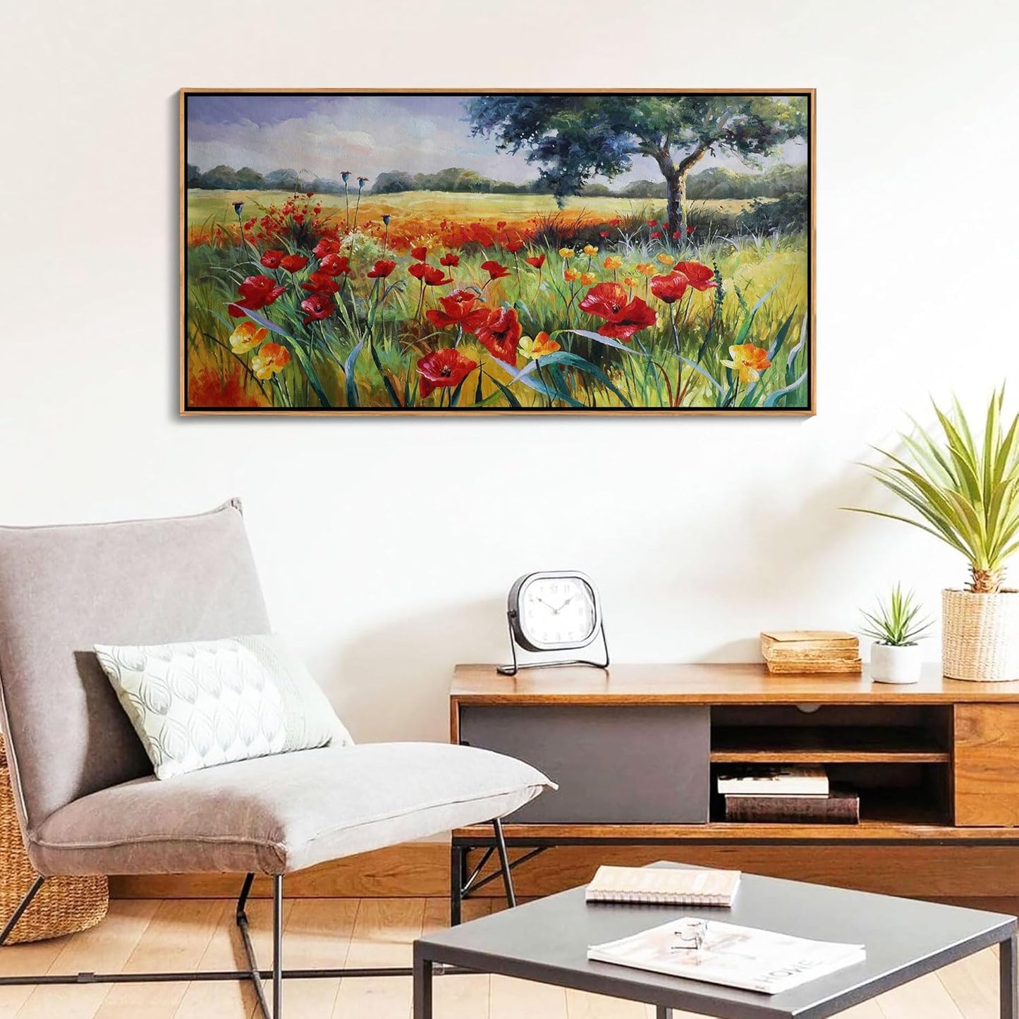 Green Tree Wall Art - Large Canvas for Living Room & Bedroom - Framed 24x48