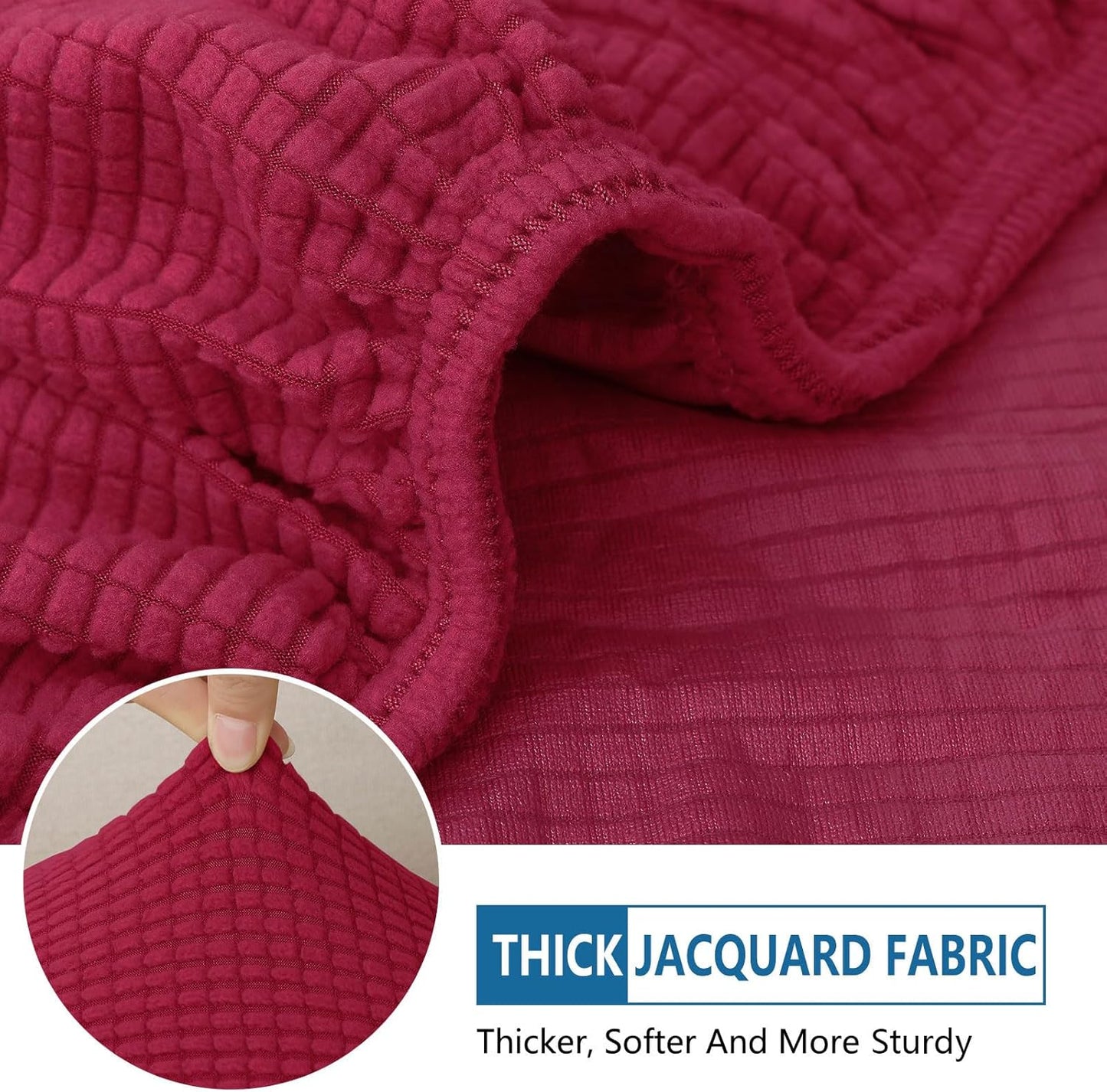 hyha Waterproof Sectional Couch Covers, Non Slip Sofa Couch Cushion Covers L Shape, Thick Stretch Jacquard Fabric, Washable Sofa Slipcovers with Elastic Bottom (1 Piece for Chaise XL, Wine Red)