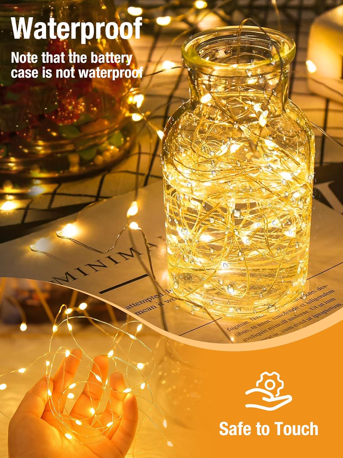 btfarm 4 Pack Fairy Lights Battery Operated with Timer, 16.4 FT 50 LED Twinkle String Lights 8 Modes Dimmable Waterproof Silver Wire for Indoor Bedroom Christmas Party Wedding Decorations, Warm White