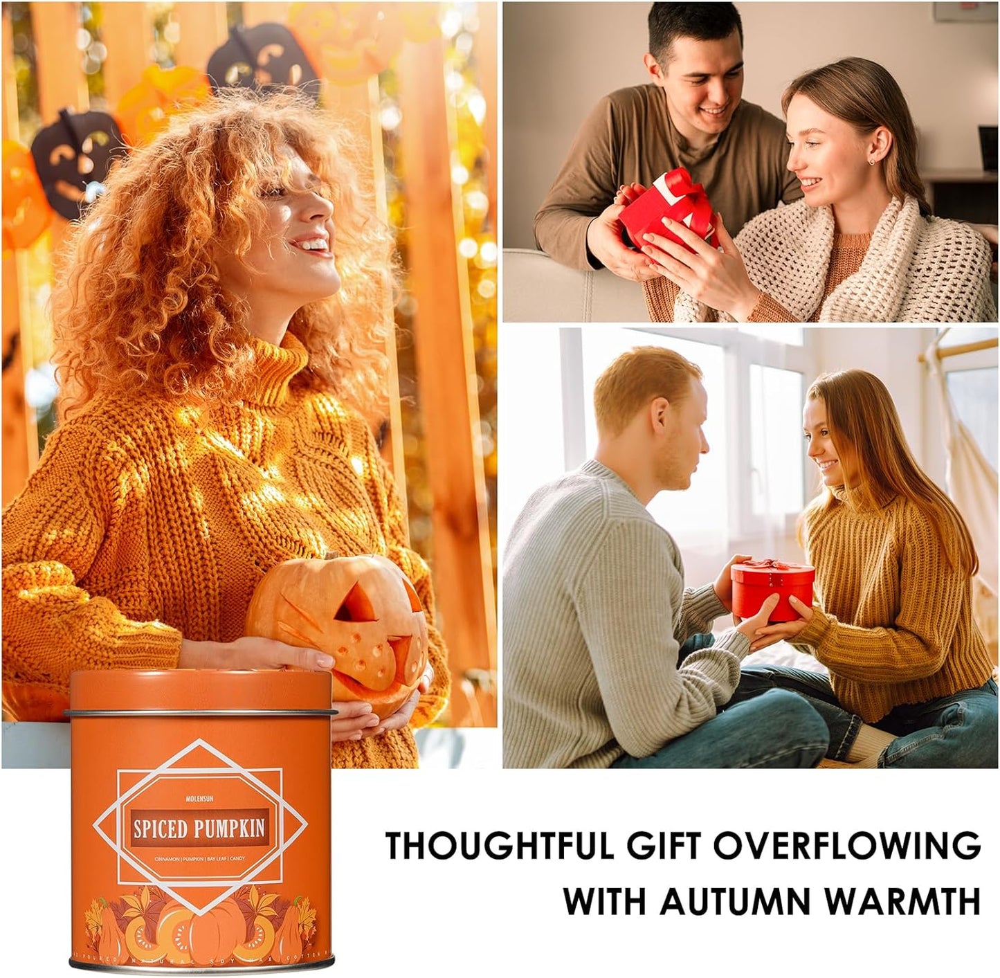 Pumpkin Spice Fall Scented Candle – 9 oz Soy Wax in Travel-Friendly Reusable Tin, Non-Toxic & Clean Burning, 50-Hour Burn – Cozy Autumn Fragrance, Holiday Gift & Fall Decor for Women & Men