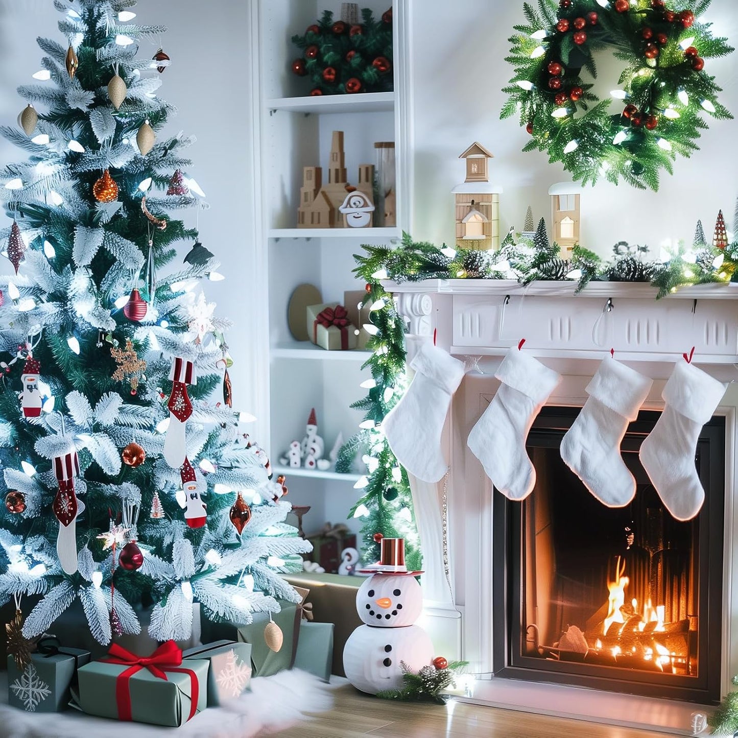 Brightown C9 LED Christmas String Lights, 33ft 50 LED Waterproof Strawberry String Lights, Plug-in Extendable Green Wire Lights String for Outdoor Indoor Patio Party Decoration (White)