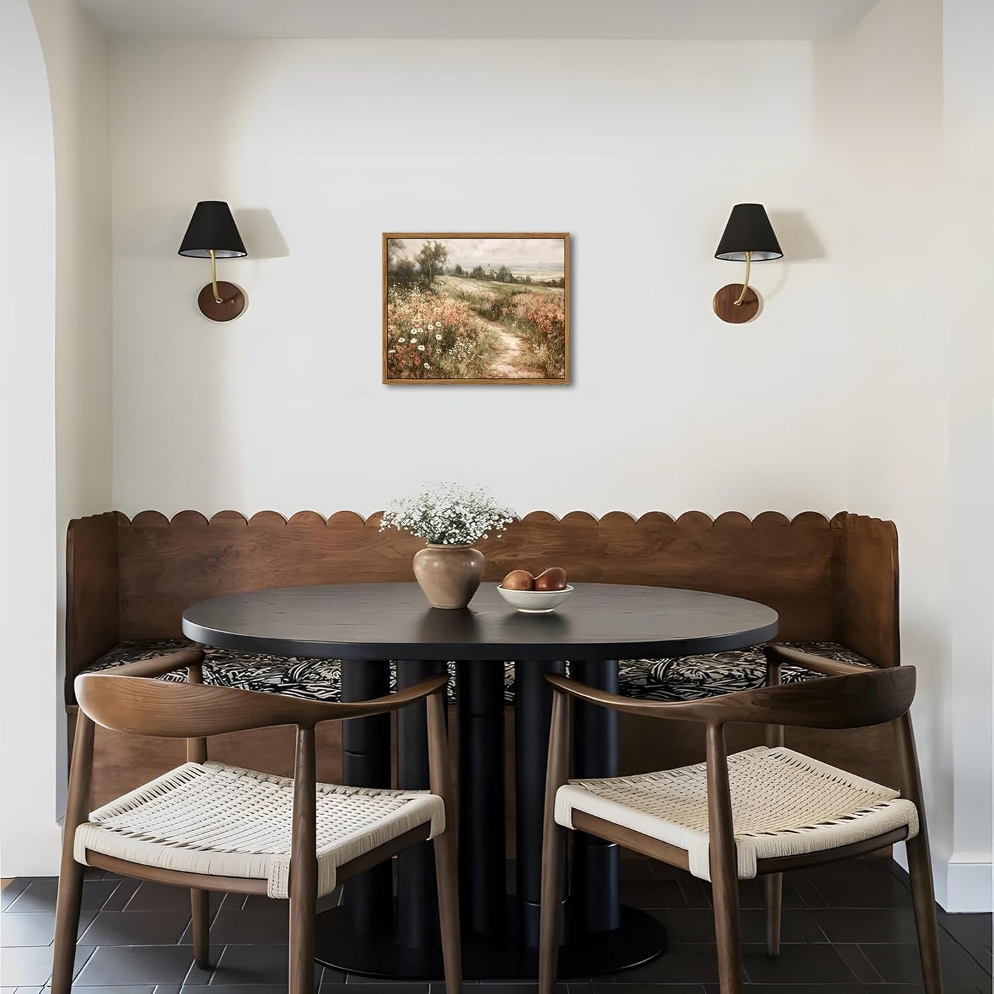 Vintage Framed Wall Art for Living Room – Vintage Wildflower Pictures Oil Paintings Canvas Prints – Country Flower Modern Farmhouse Wall Decor for Bathroom Bedroom Home Office – 8x10in