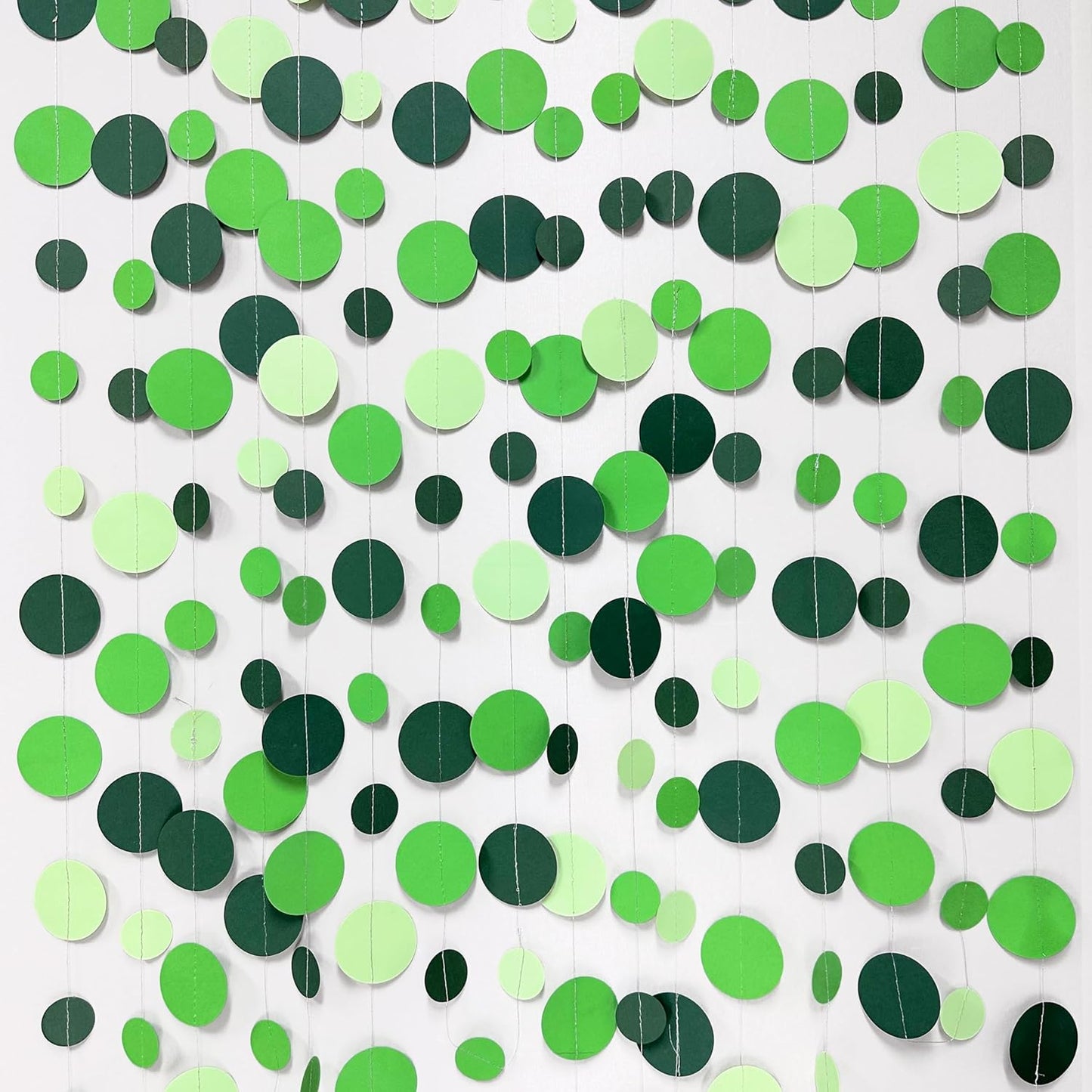 Green Party Decorations Ombre Green Circle Dots Garland Hanging Paper Polka Dot Streamer for Birthday Baby Shower Wedding Bridal Shower Summer Spring Easter St Patrick’s Day Golf Tea Party Supplies