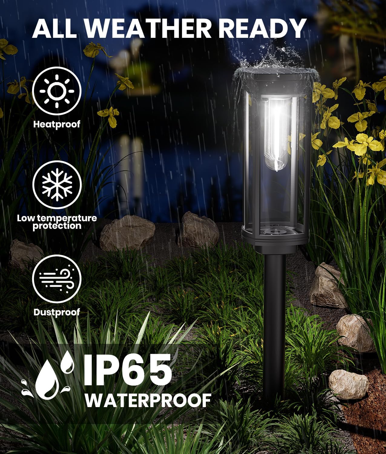 4 Pack Solar Pathway Lights Outdoor, Modern Super Brightness LED Path IP65 Waterproof Garden Lights Solar Powered Landscape Lighting for Outside Yard Garden Driveway Walkway