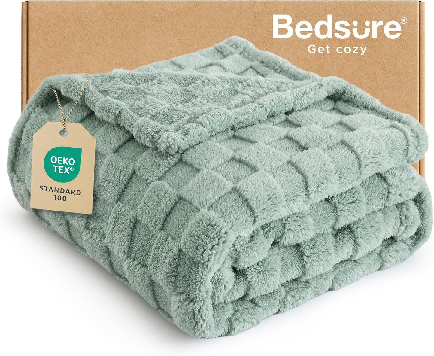 Bedsure GentleSoft Twin Blanket for Bed - Super Soft Cozy Blankets for Women Men Girls, Cute Fuzzy Fleece Throws for Bedroom Couch, Sage Green, 60x80 Inches