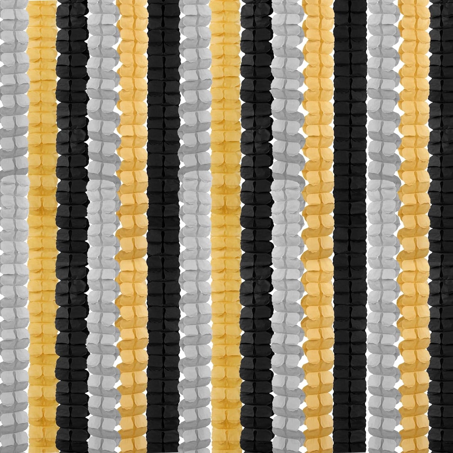 Black-Gold Silver Party-Decorations Streamers Garland - 157Ft Graduation Four-Leaf Clover Hanging Banner,Retirement Men Boys Birthday Wedding Baby Bridal Shower New Years Supplies Decor Hugtmr