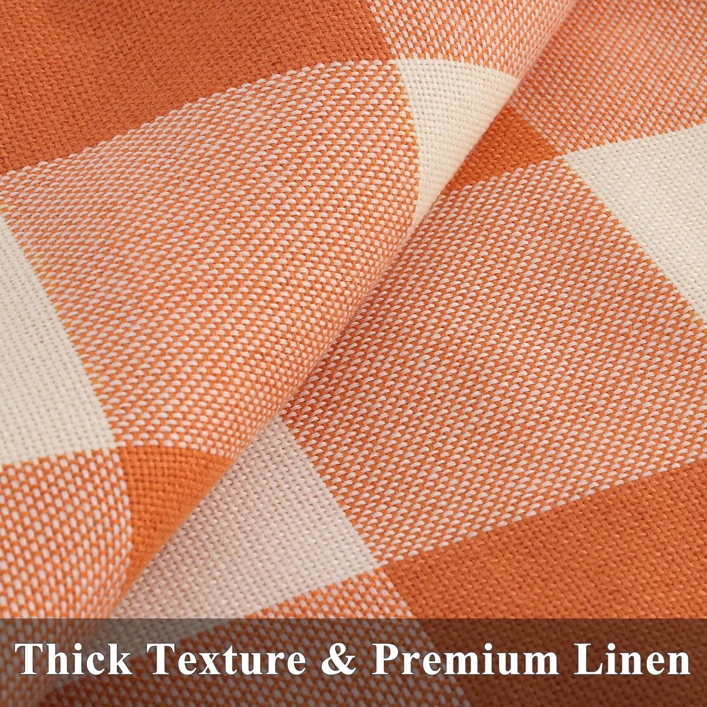 decorUhome Fall Orange and White Decorative Throw Pillow Covers 18x18 Set of 2, Buffalo Plaid Check Farmhouse Cushion Covers with Stitched Edge for Autumn Harvest Couch Sofa Bed Home Decor