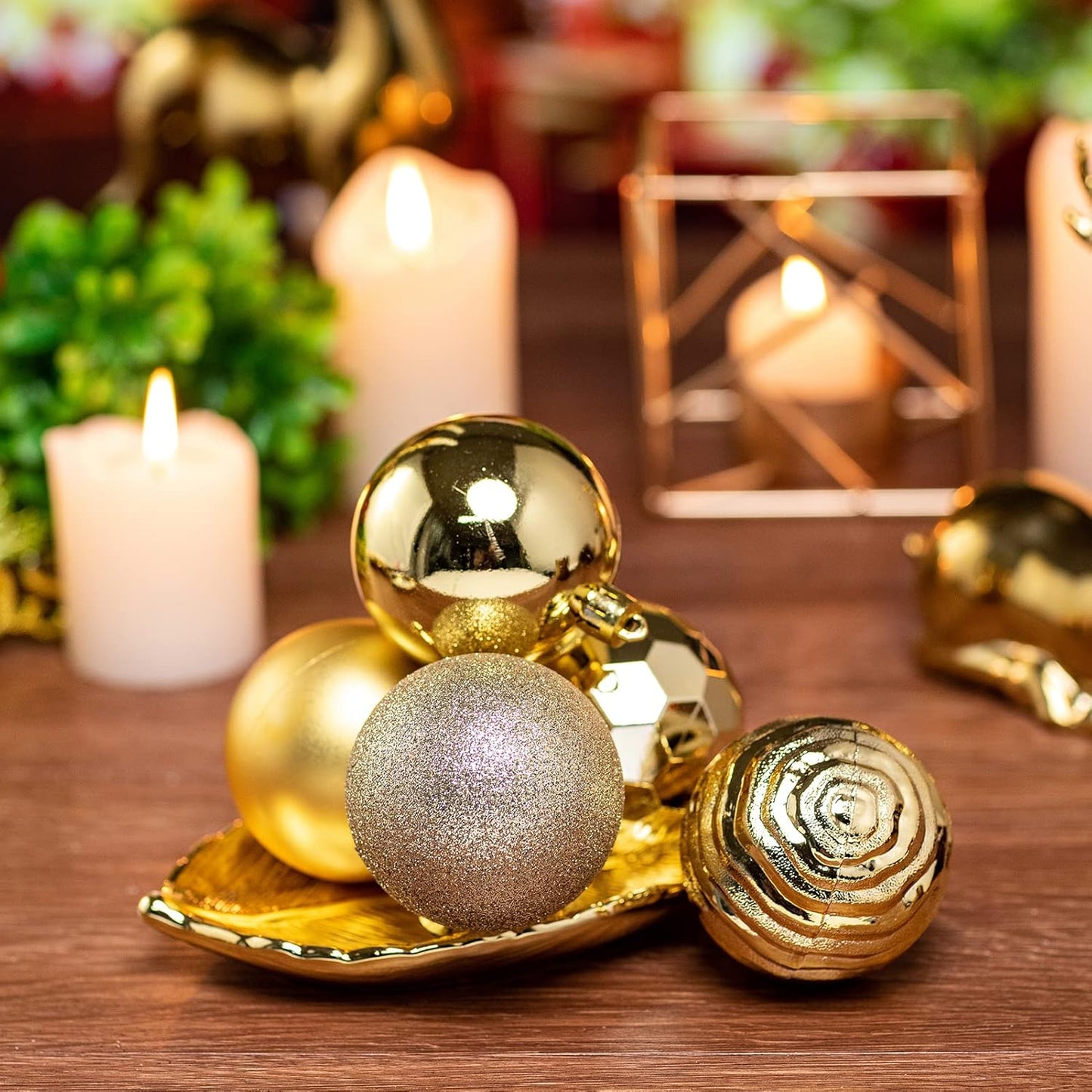 XmasExp 60mm/2.36" Christmas Ball Ornaments Shatterproof Christmas Ornaments Set Decorations for Xmas Tree Balls - 24ct (2.36'', Gold)