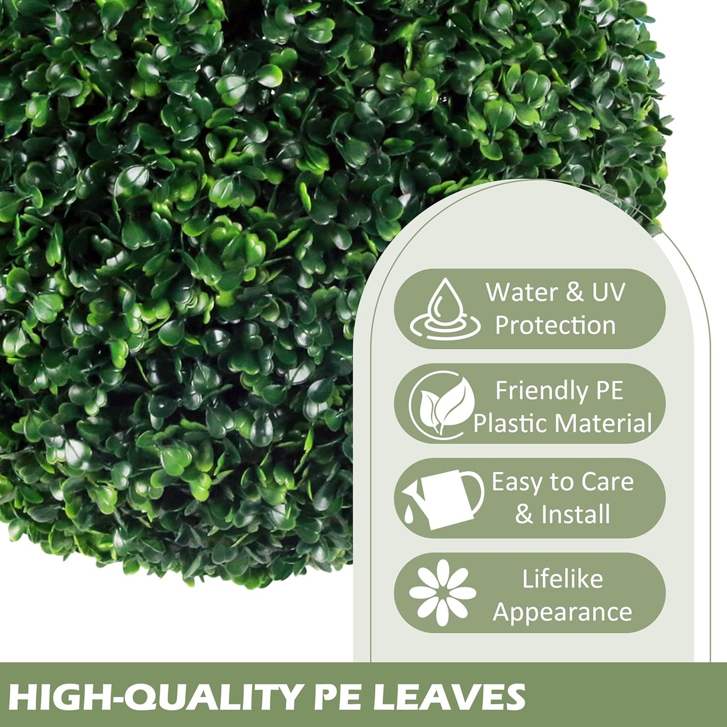 Ogrmar 2 PCS 17.7 inch 2 Layers Artificial Plant Topiary Ball Faux Boxwood Decorative Balls for Backyard, Balcony,Garden, Wedding and Home Décor (17.7 Inch)