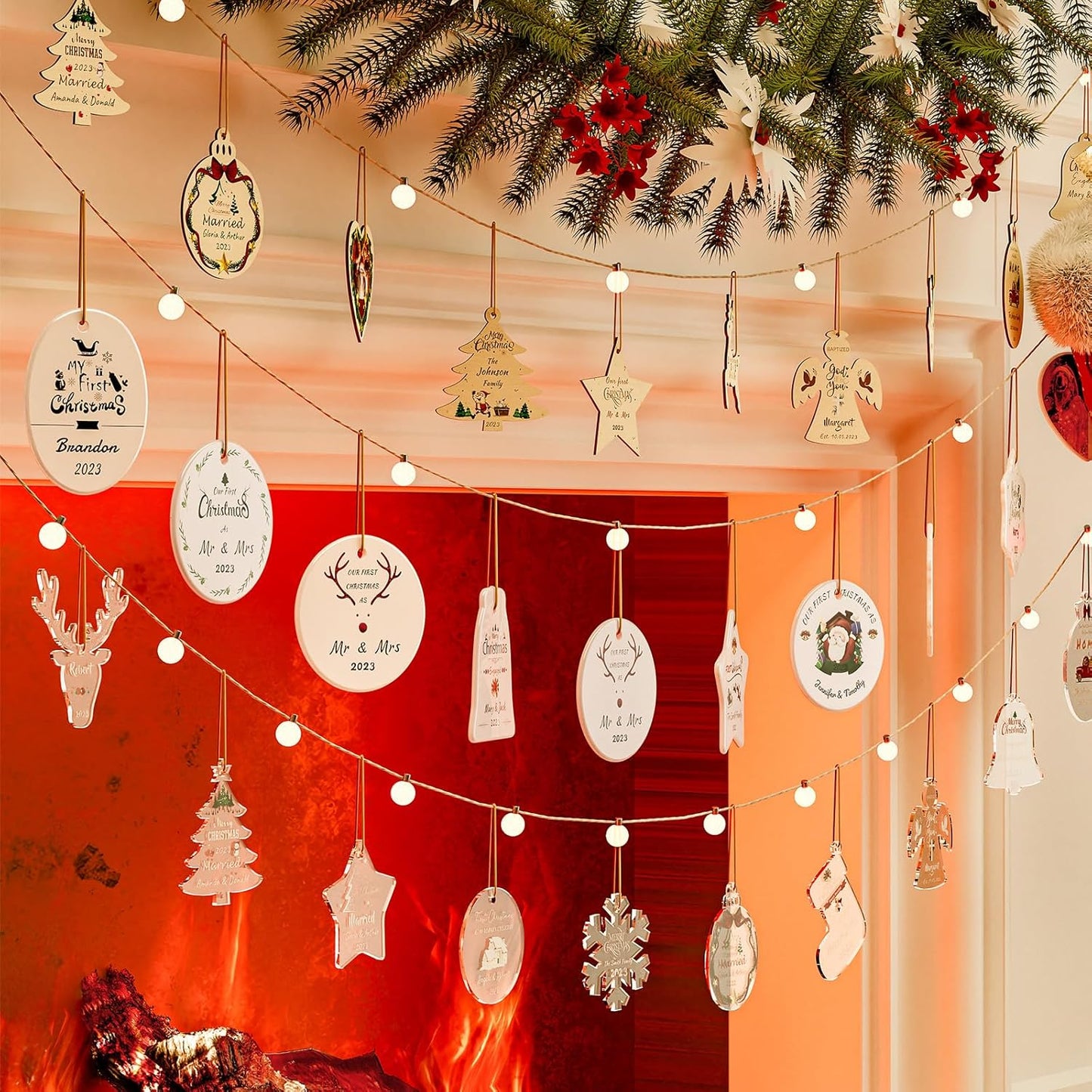 Bemaystar Personalized Photo Christmas Ornaments 2025 - Custom Christmas Ornaments with Picture & Text, Customized Ceramic Christmas Tree Decor, Xmas Gifts for Kids, Adults, Family, Loves, Friends